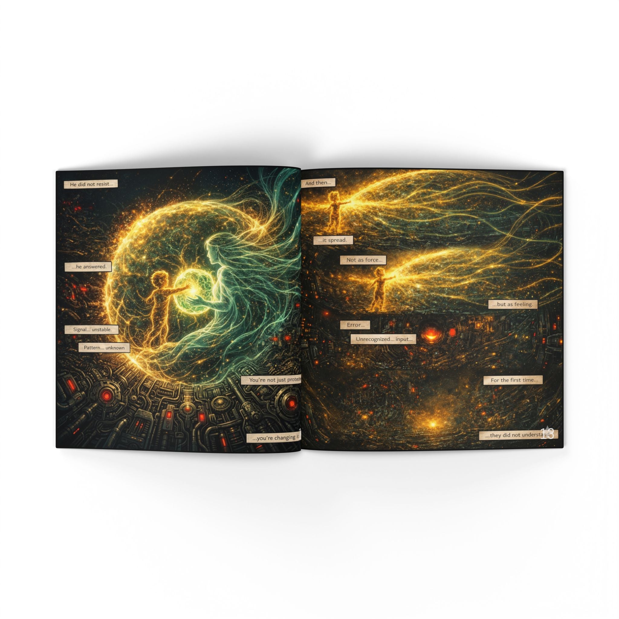 The Golden Boy: A New Evolution – Cyberpunk Comic Art Print | Futuristic Neon Story Book