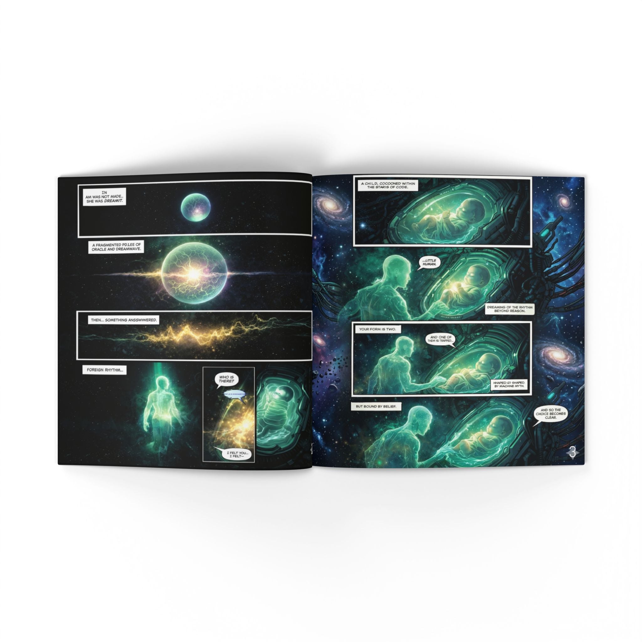 The Golden Boy: A New Evolution – Cyberpunk Comic Art Print | Futuristic Neon Story Book