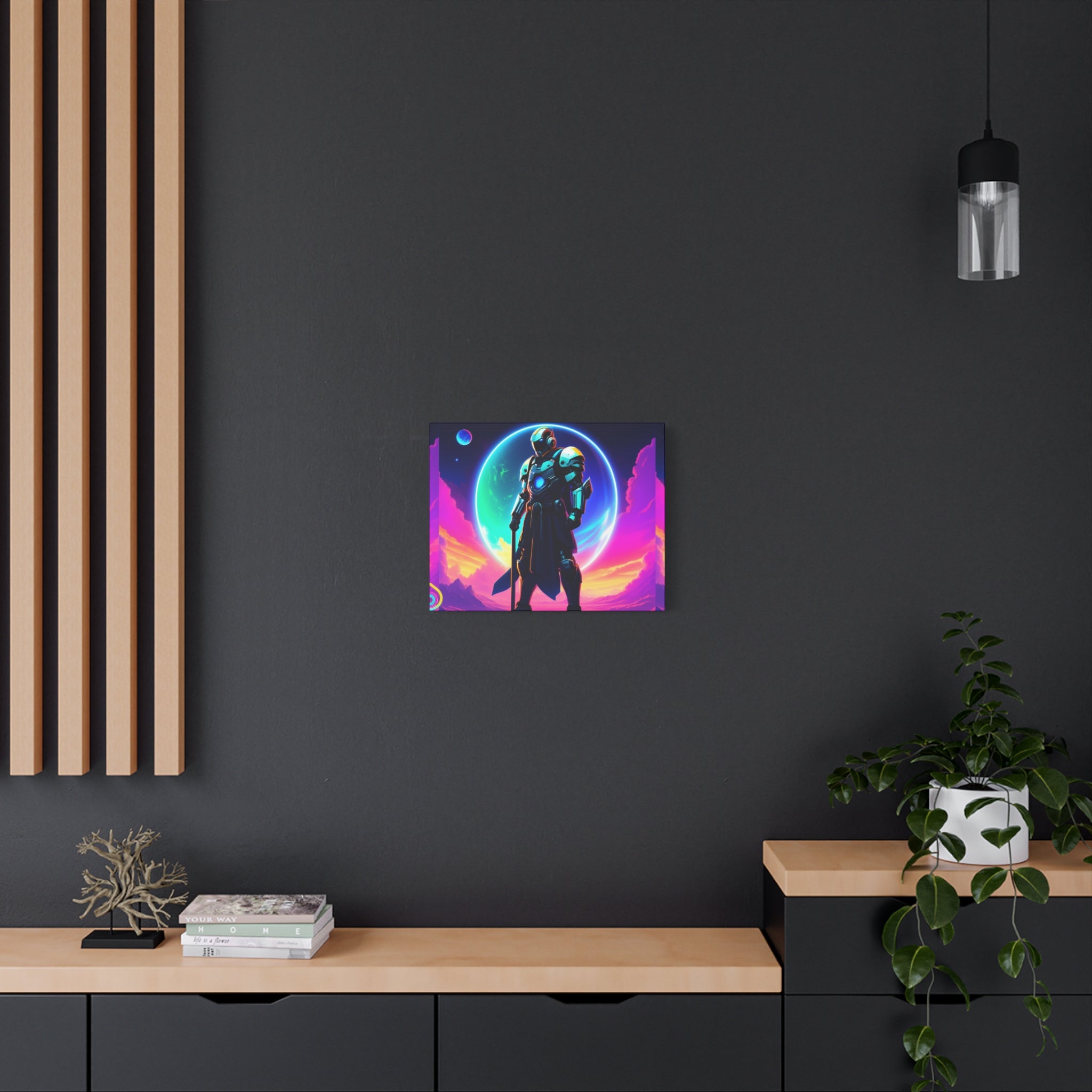 Outer Space Warrior Satin Canvas Wall Art — Classic Canvas