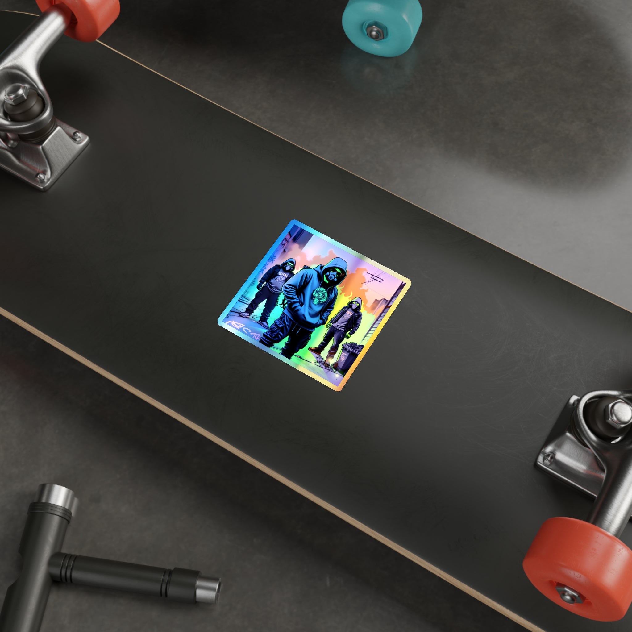 Gasmask Street Crew — Holographic Die-cut Sticker