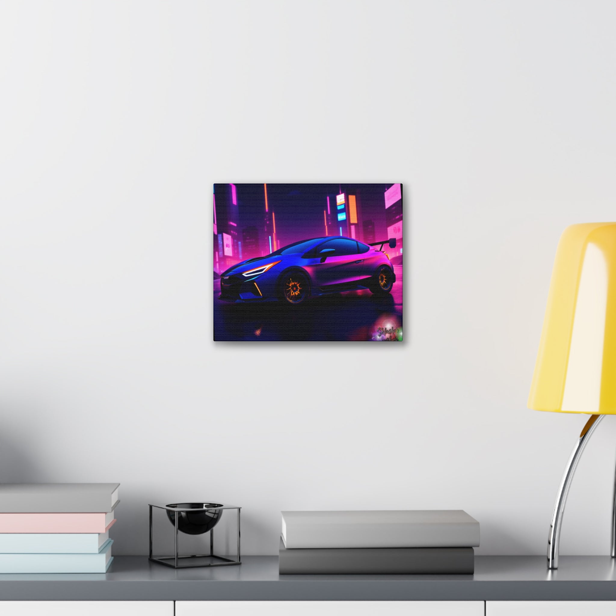 Colorful Retro Futuristic Sports Car — Stretched Canvas Wall Art