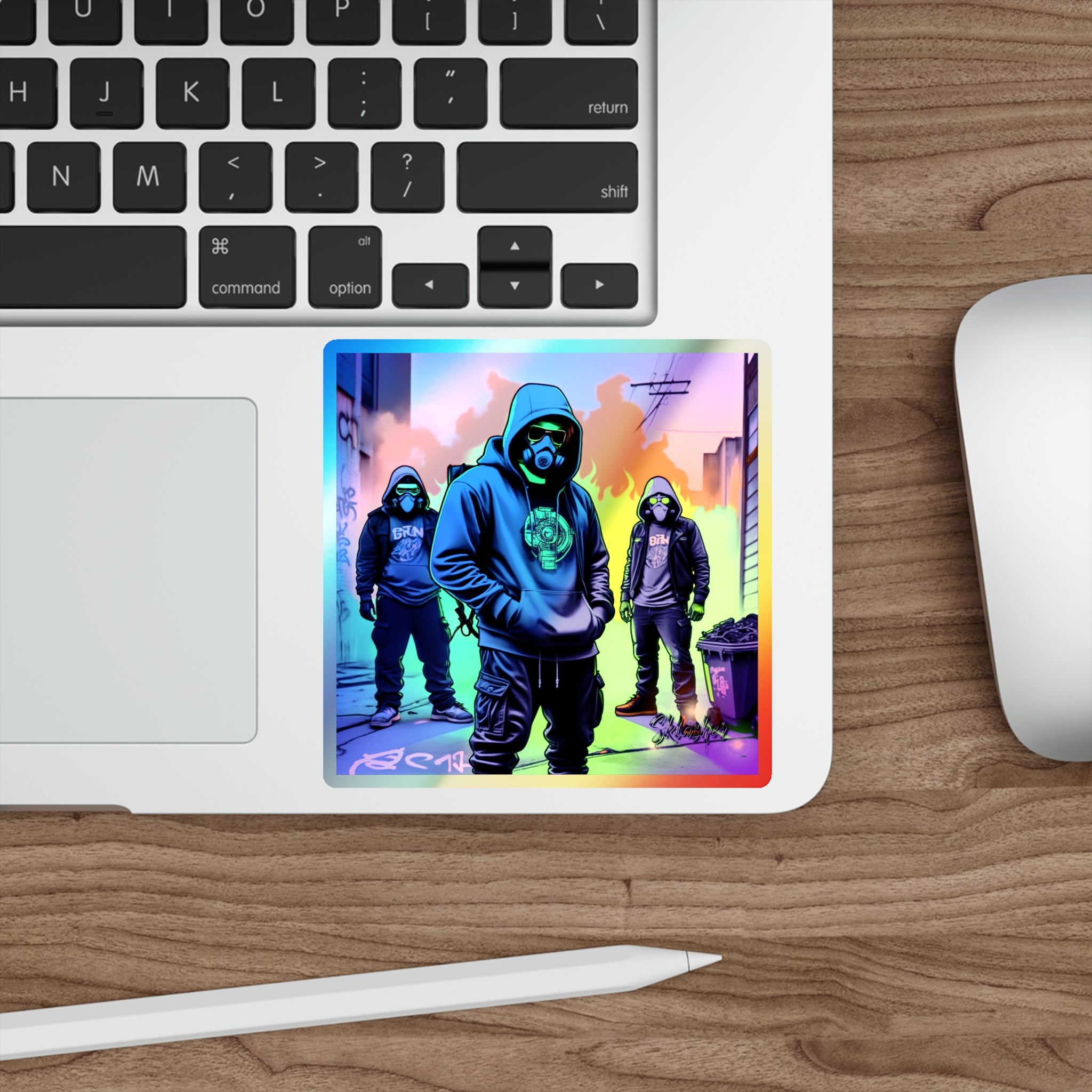 Gasmask Street Crew — Holographic Die-cut Sticker