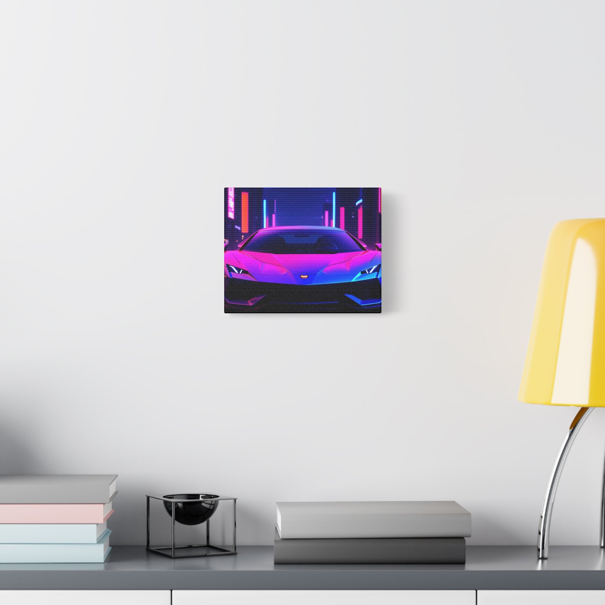 Retro Futuristic Neon Supercar — Wall Art Canvas