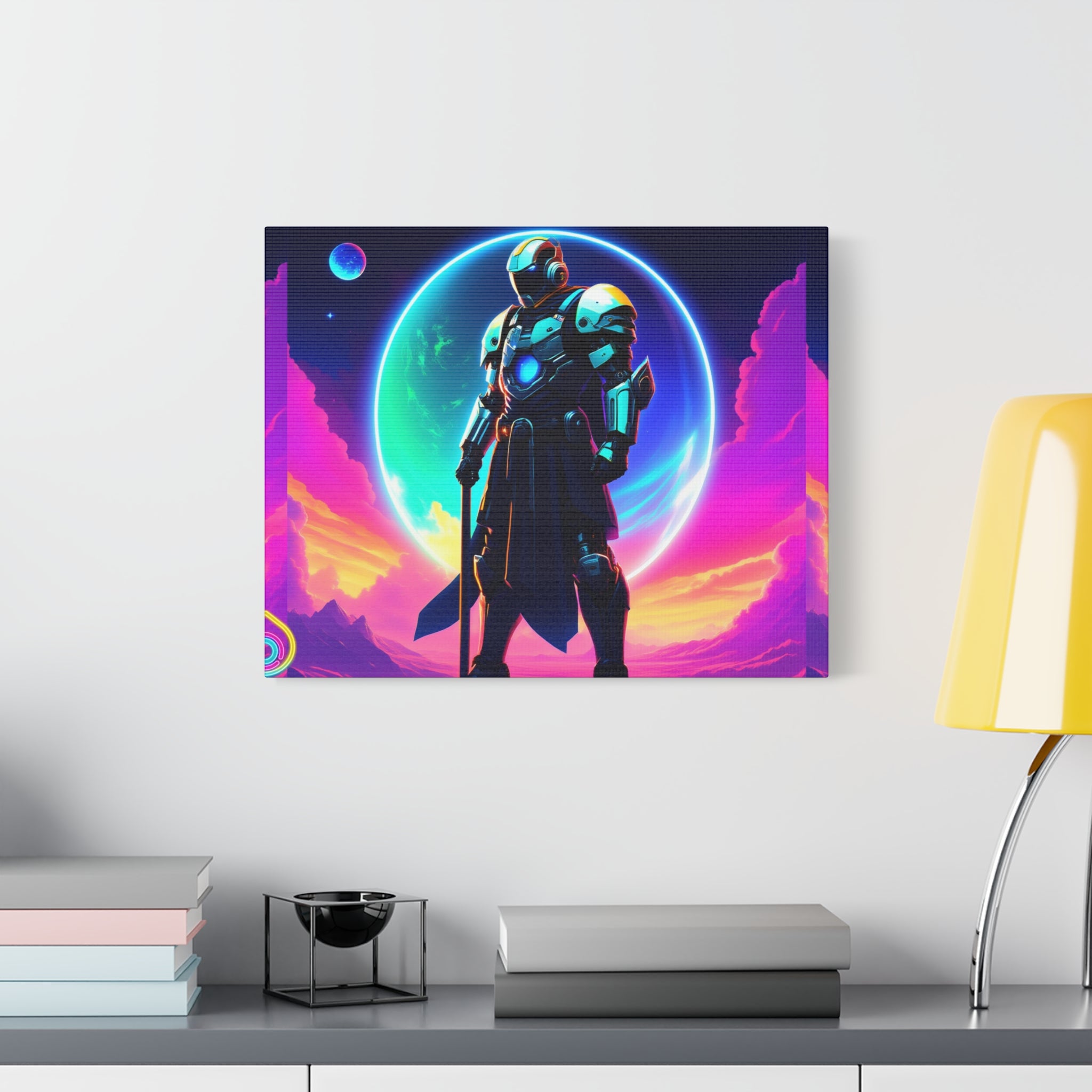 Outer Space Warrior Satin Canvas Wall Art — Classic Canvas
