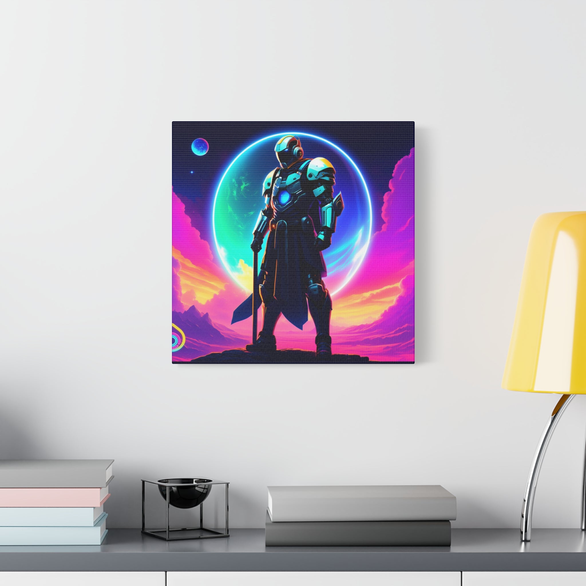 Outer Space Warrior Satin Canvas Wall Art — Classic Canvas