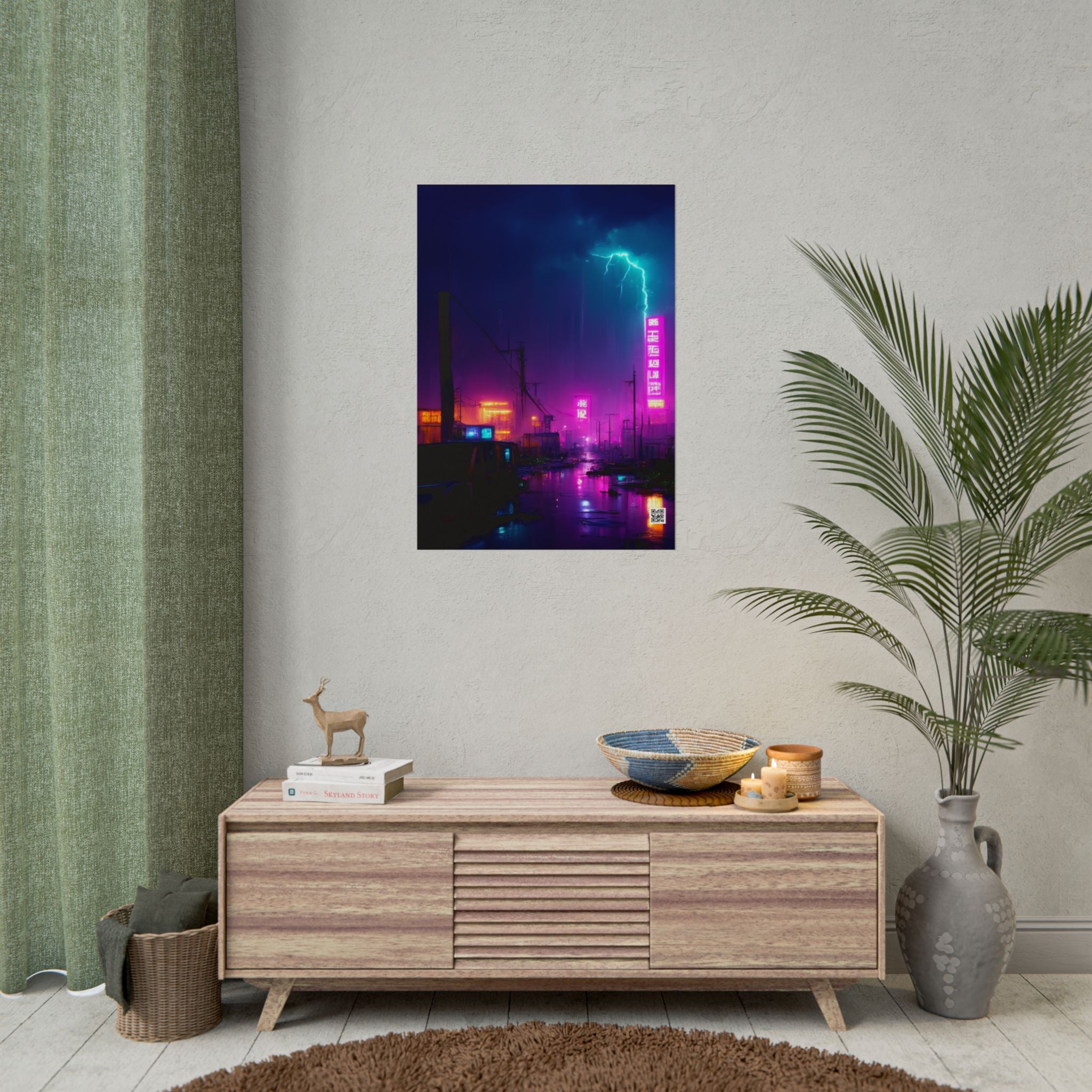 Cyberpunk Night City Poster — Neon Futuristic Wall Art