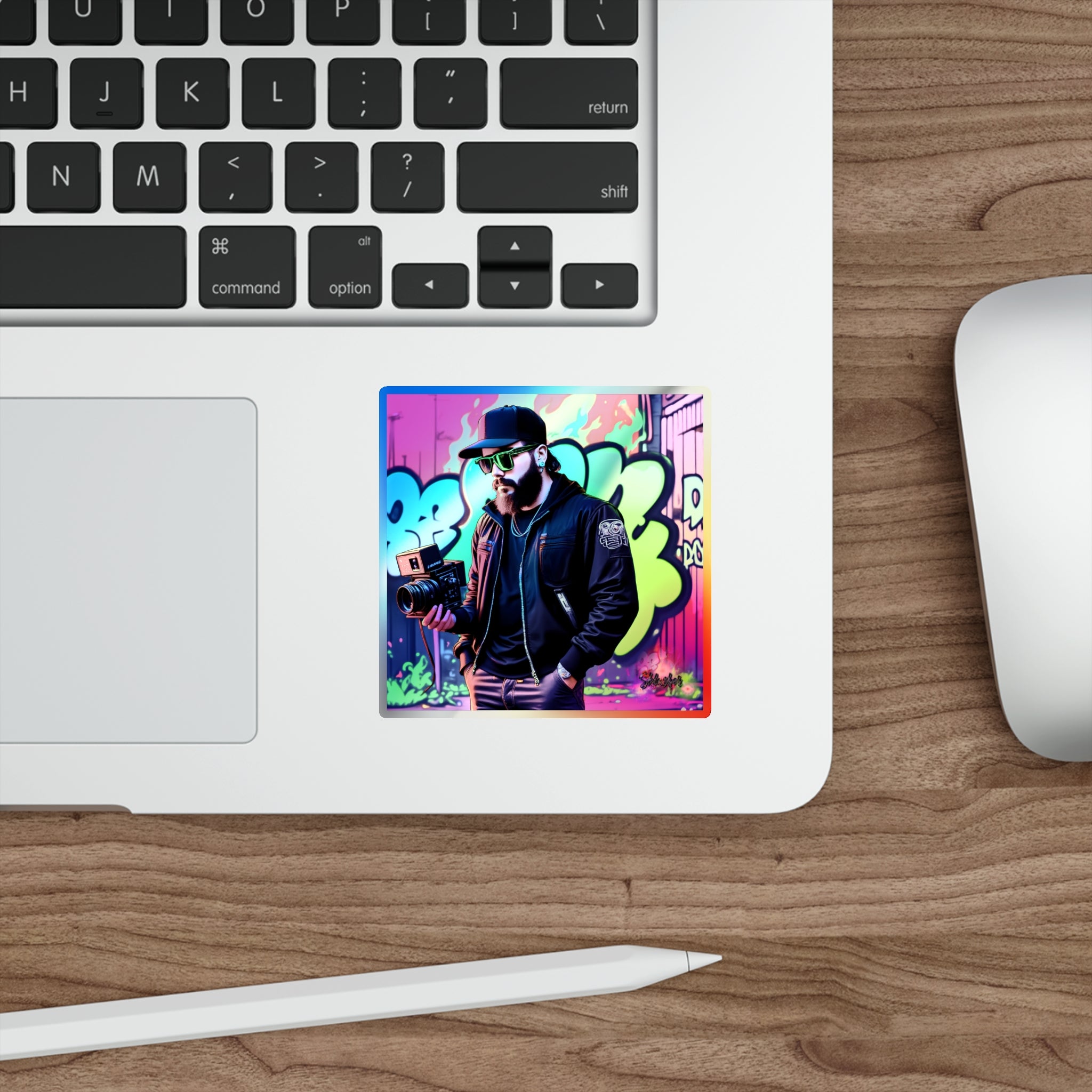 Holographic Graffiti Photographer Vinyl Sticker — Ultra-Durable Die-Cut