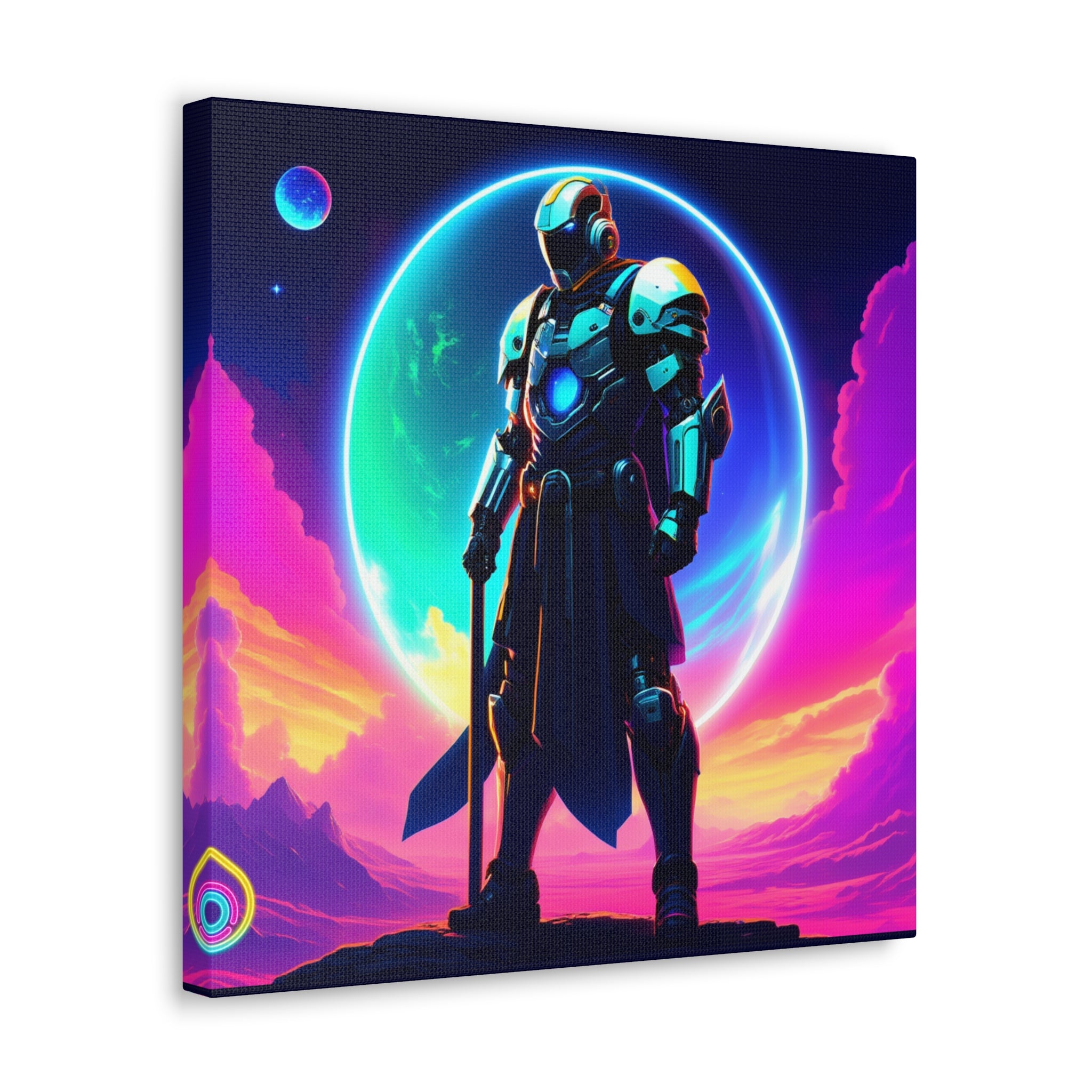 Outer Space Warrior Satin Canvas Wall Art — Classic Canvas