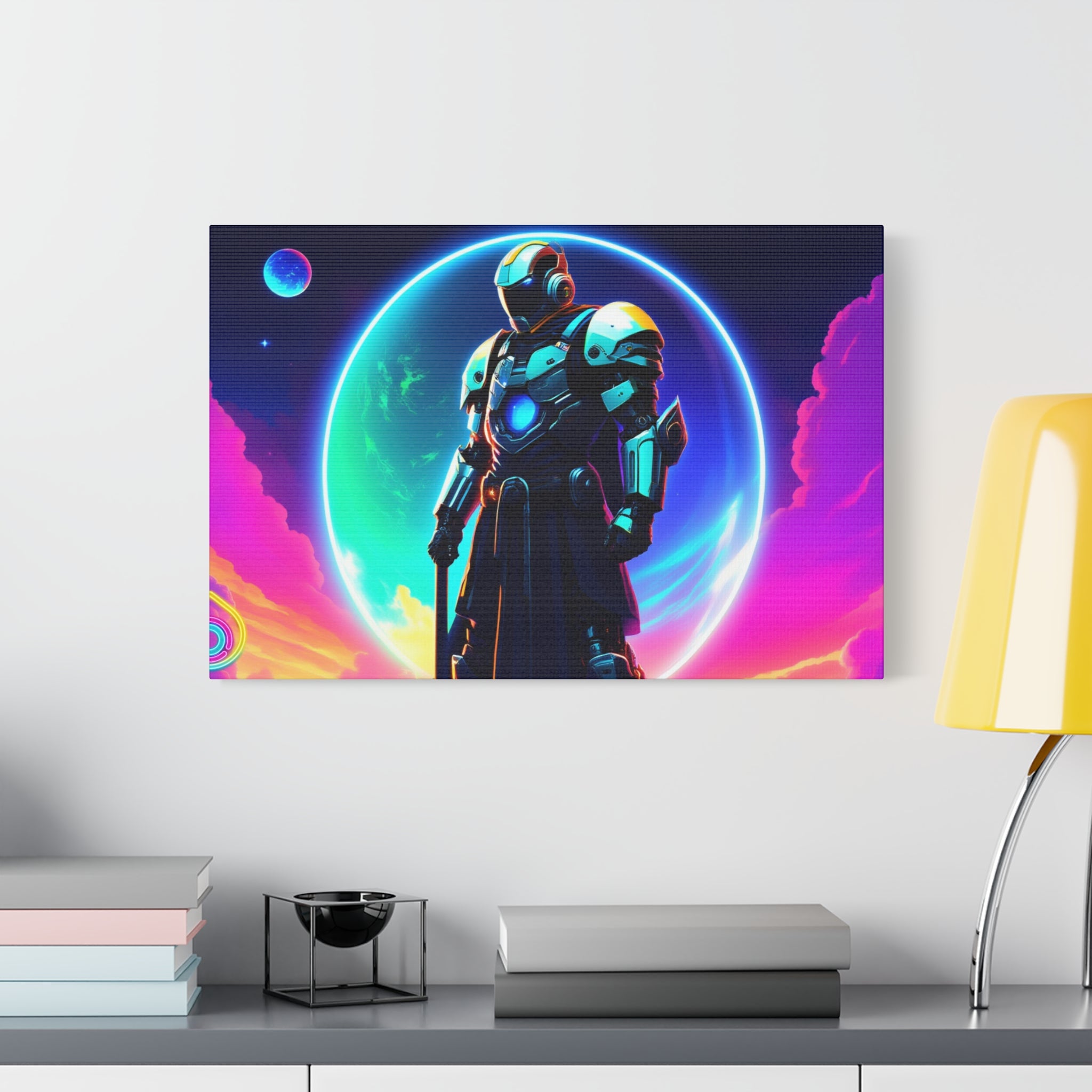 Outer Space Warrior Satin Canvas Wall Art — Classic Canvas