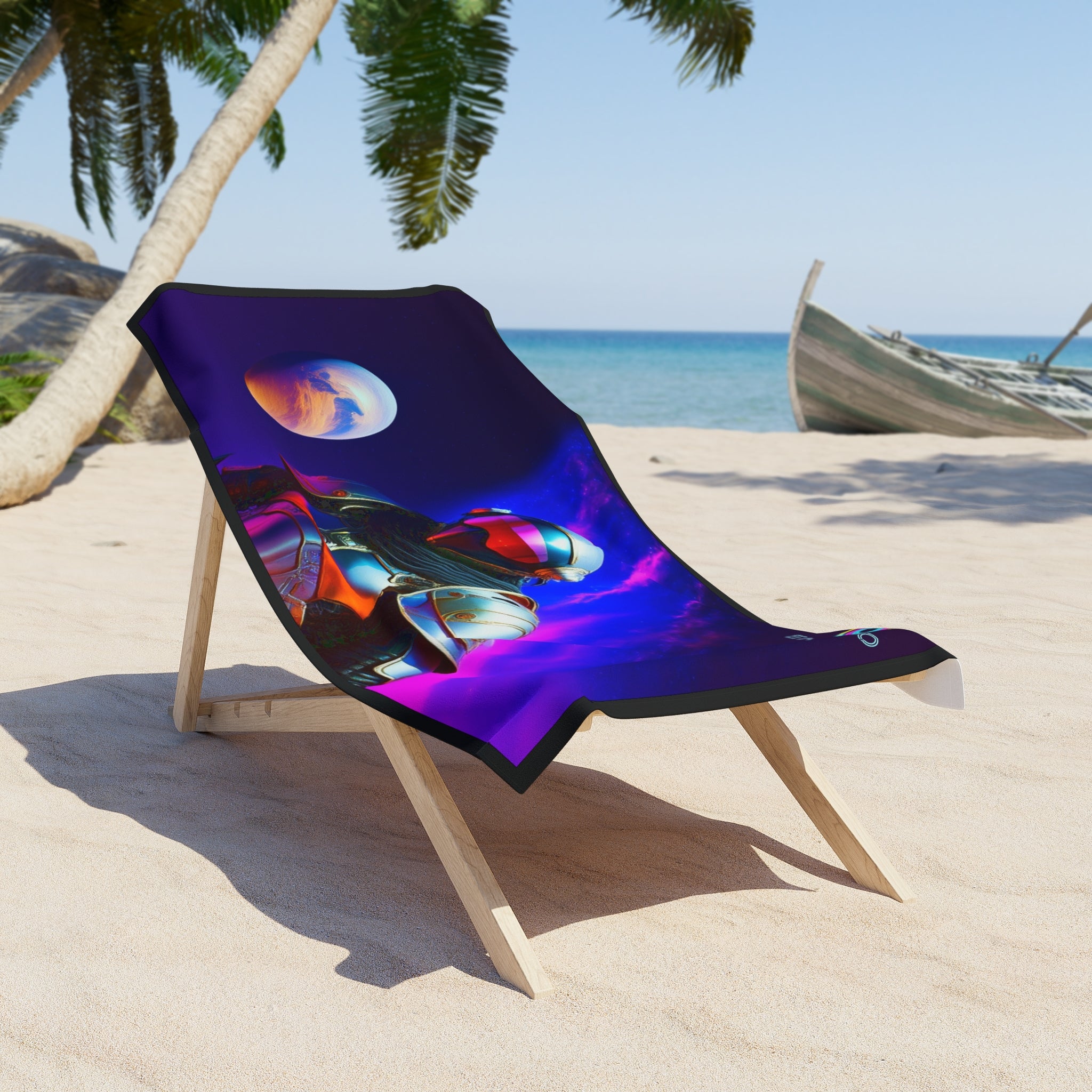Galactic Space Knight Warrior — Sci‑Fi Beach Towel