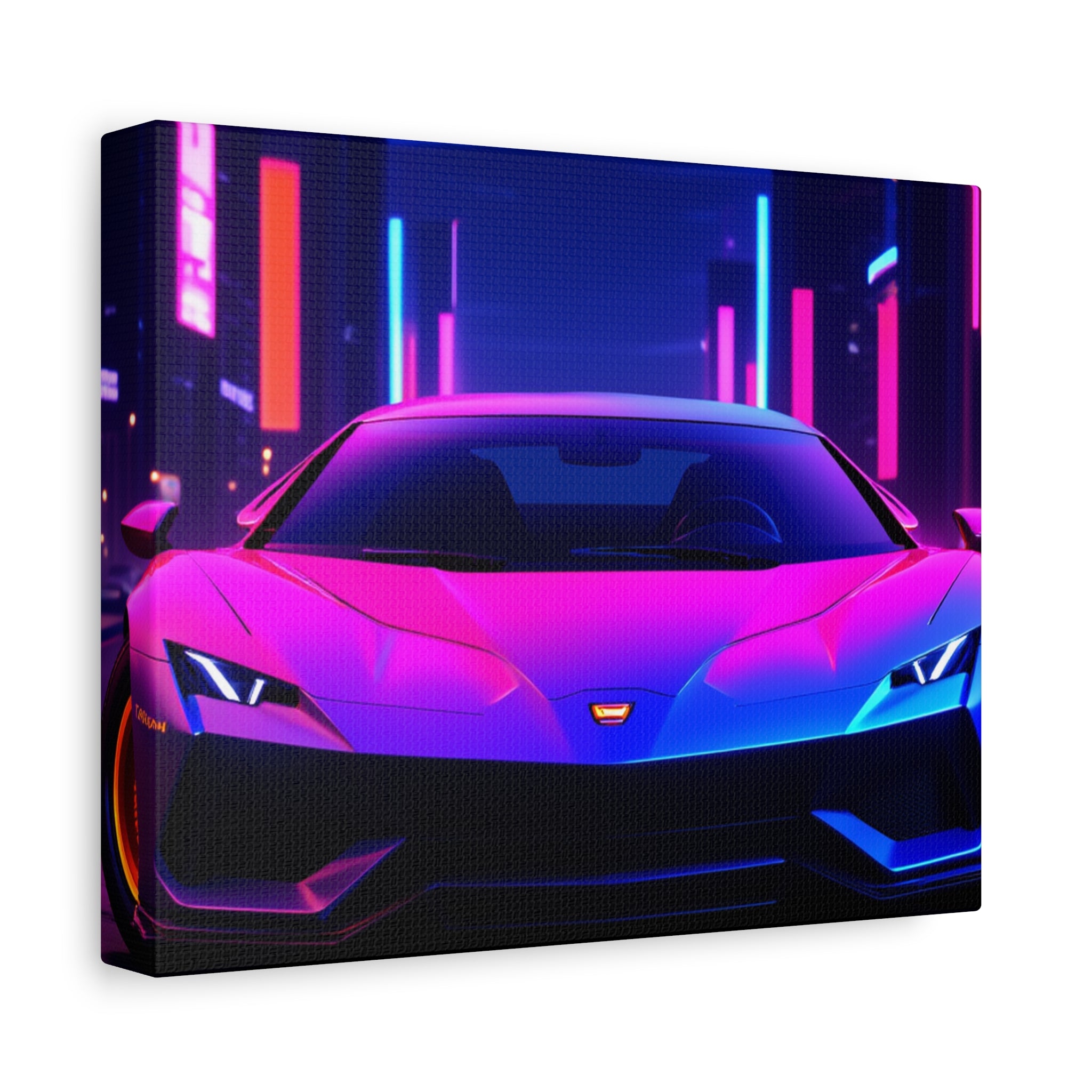 Retro Futuristic Neon Supercar — Wall Art Canvas