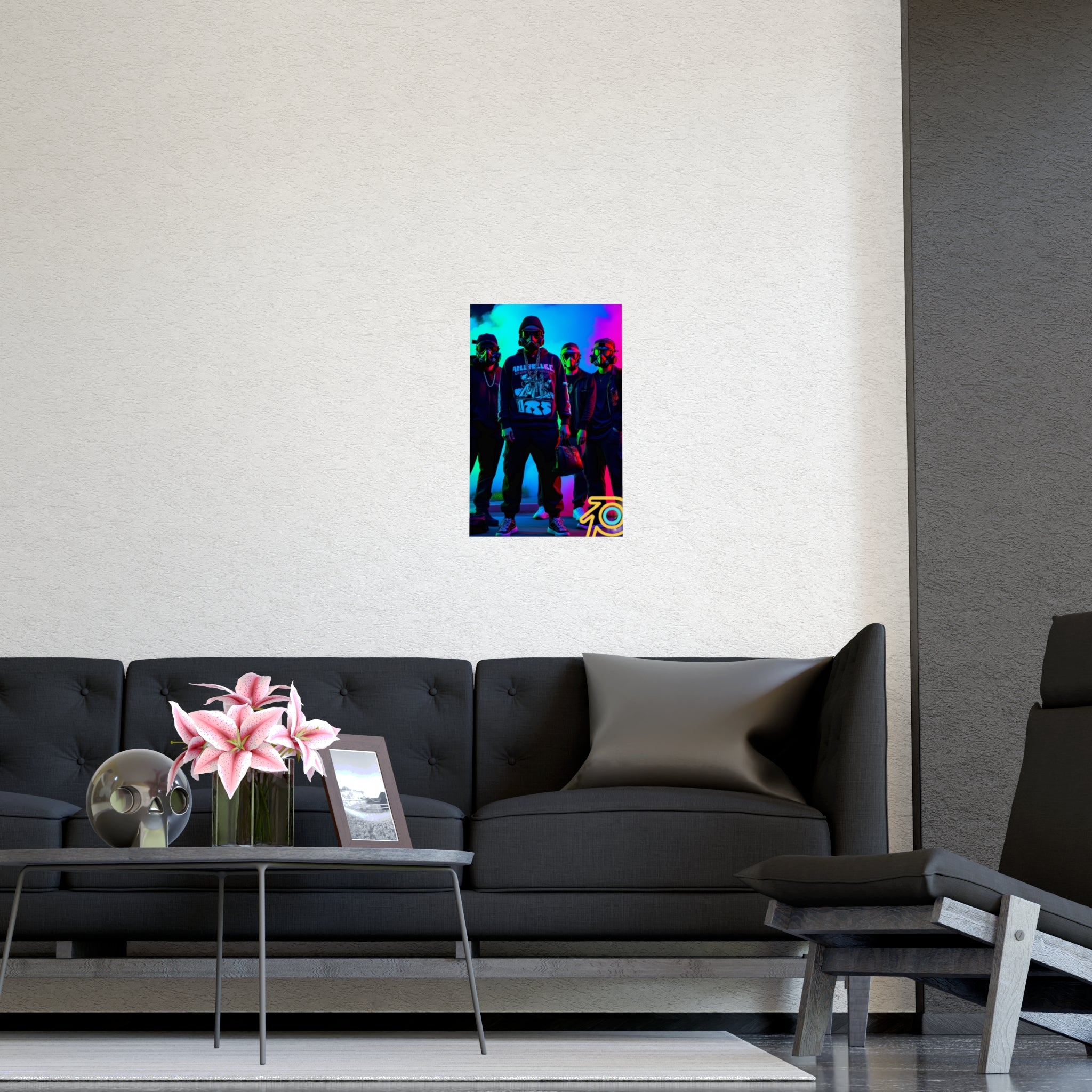 Neon Street Crew Matte Poster — Urban Vaporwave Wall Art
