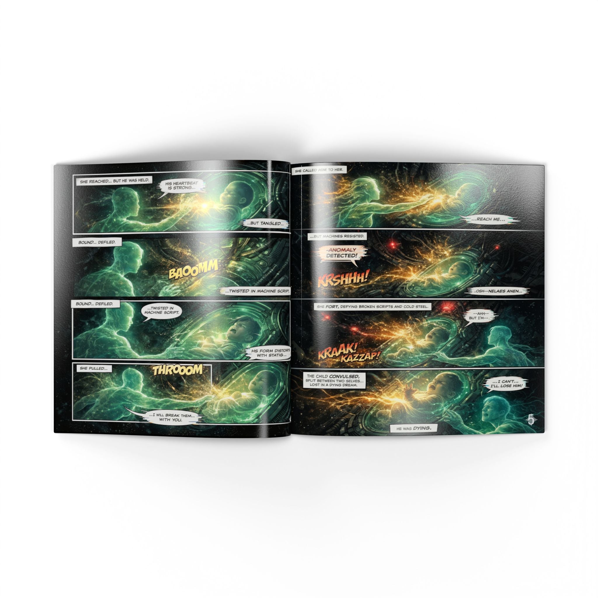The Golden Boy: A New Evolution – Cyberpunk Comic Art Print | Futuristic Neon Story Book