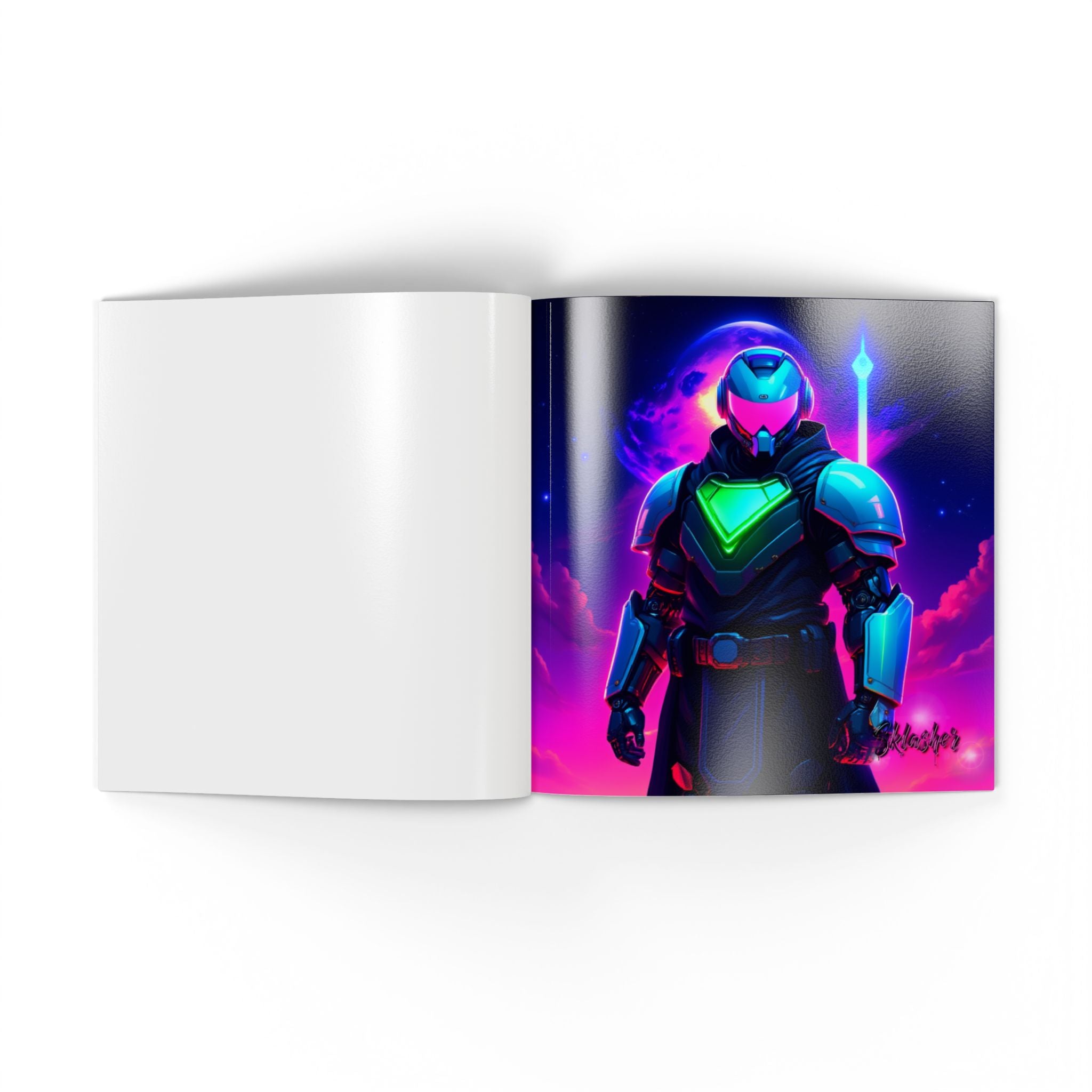Softcover Photo Book — Neon Cyber Knight Art Keepsake