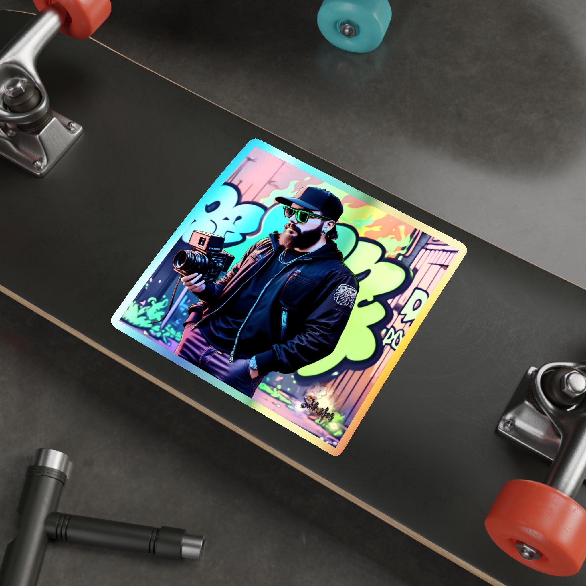 Holographic Graffiti Photographer Vinyl Sticker — Ultra-Durable Die-Cut