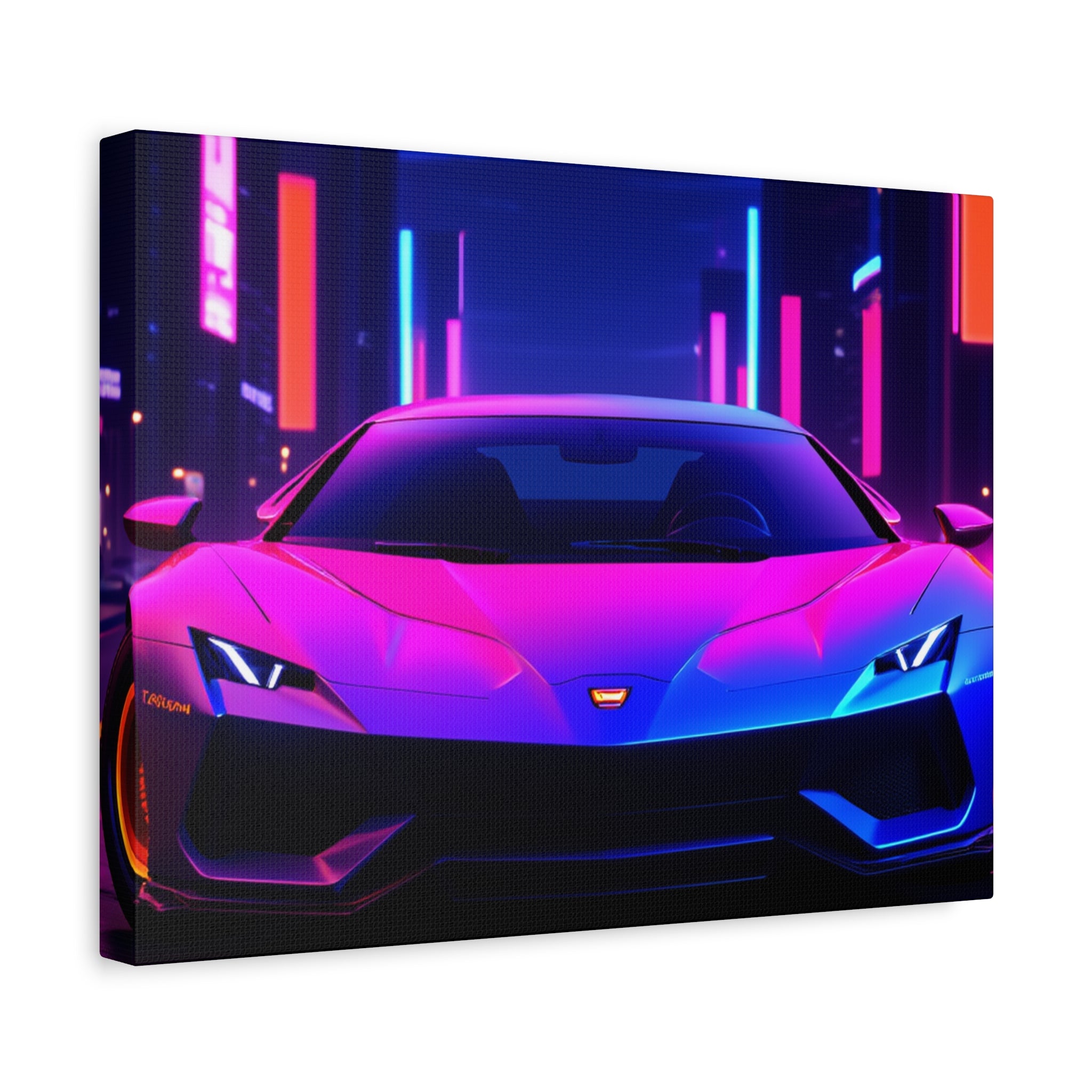 Retro Futuristic Neon Supercar — Wall Art Canvas