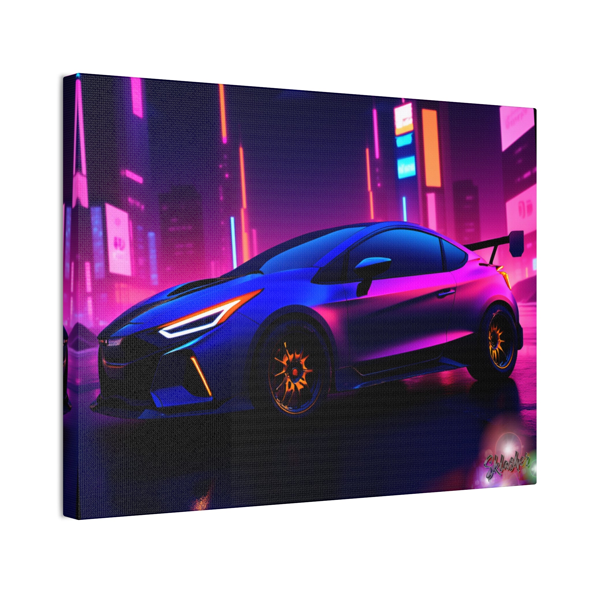 Colorful Retro Futuristic Sports Car — Stretched Canvas Wall Art