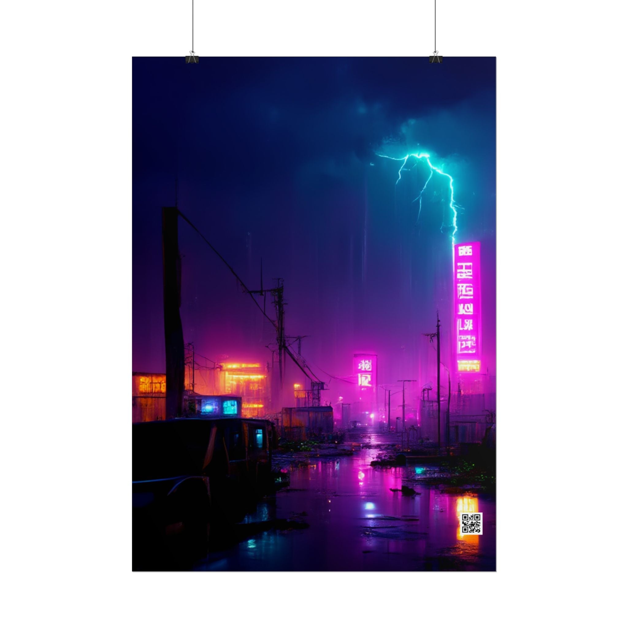 Cyberpunk Night City Poster — Neon Futuristic Wall Art