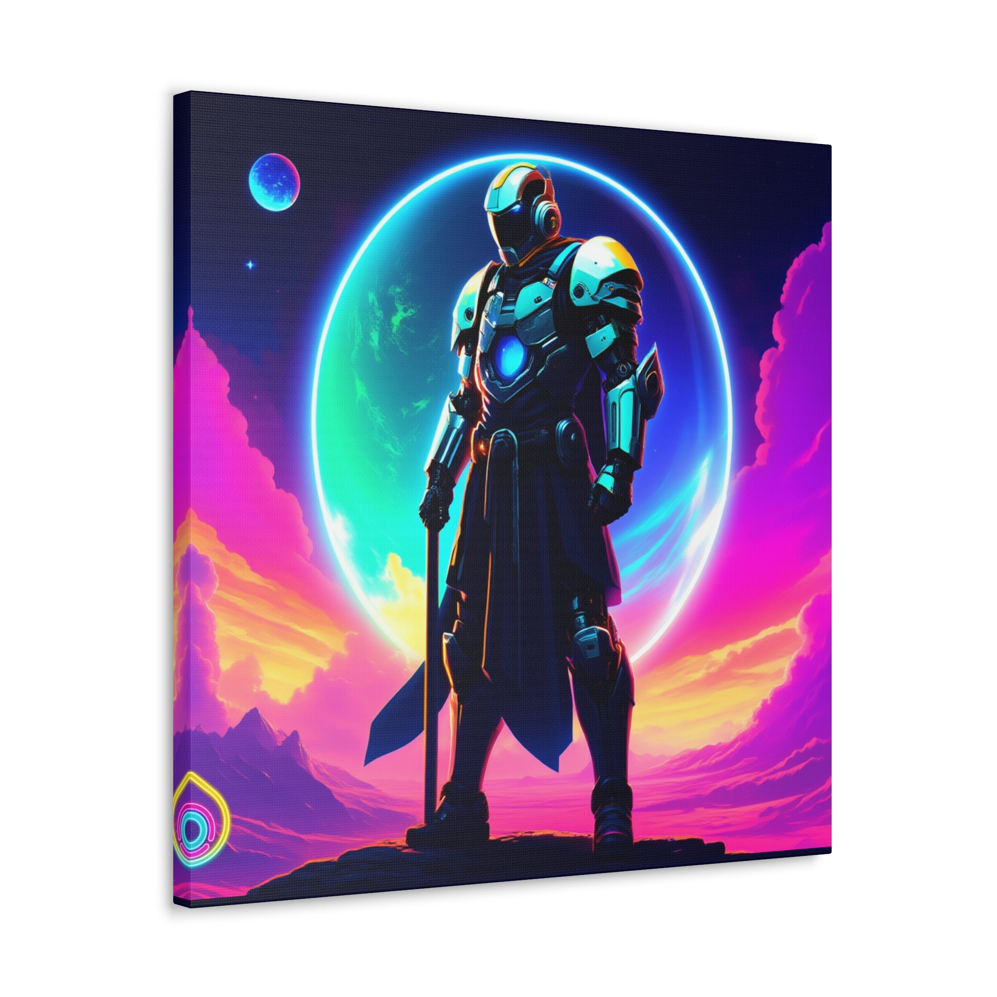 Outer Space Warrior Satin Canvas Wall Art — Classic Canvas