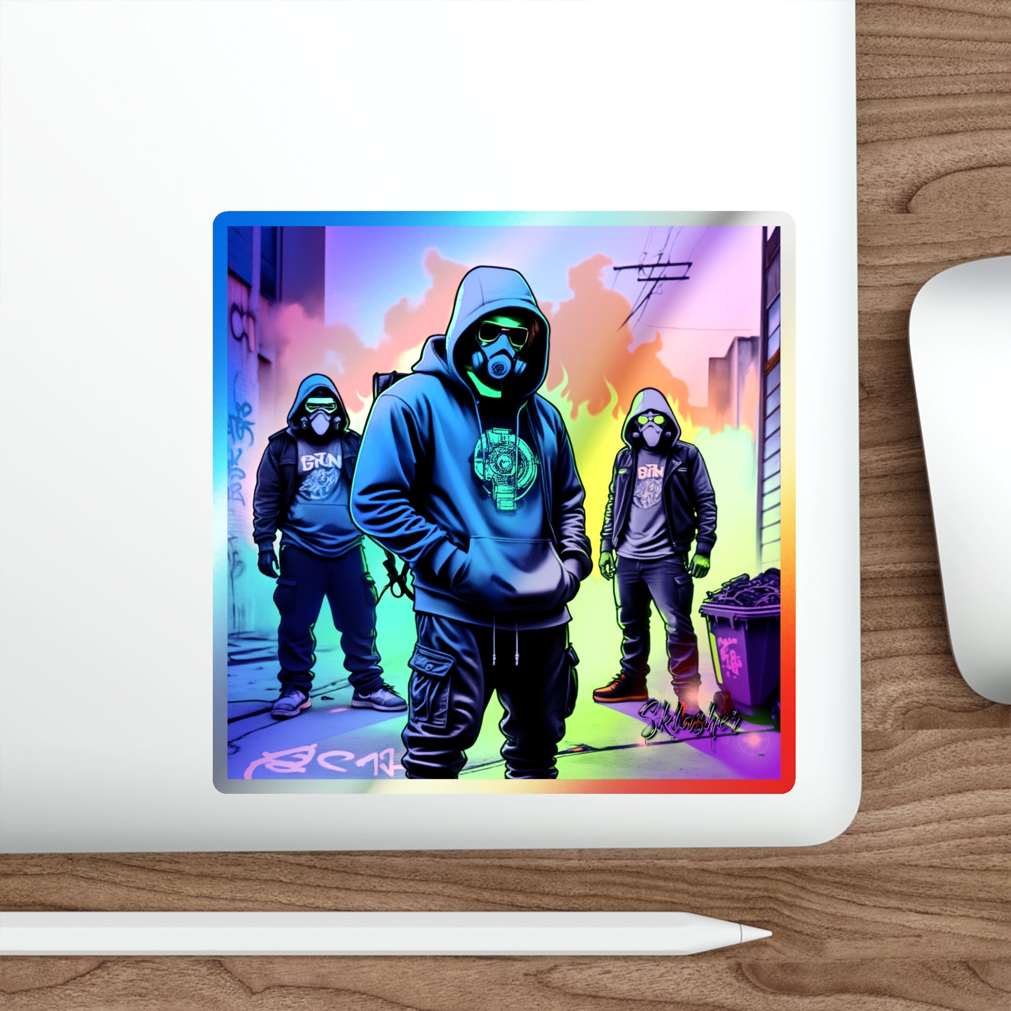 Gasmask Street Crew — Holographic Die-cut Sticker