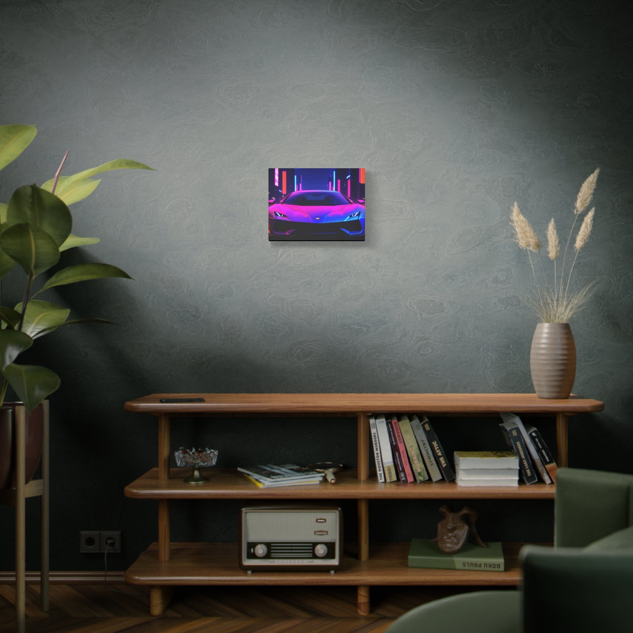Retro Futuristic Neon Supercar — Wall Art Canvas