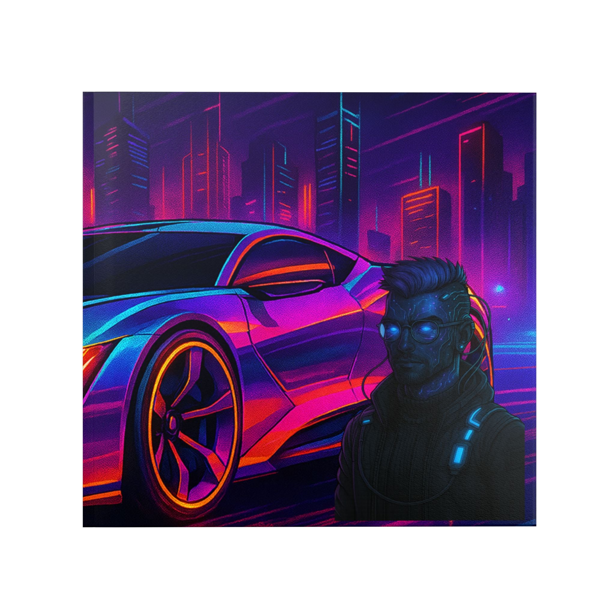 Cyberpunk City Neon Sports Car Hardcover Photo Book