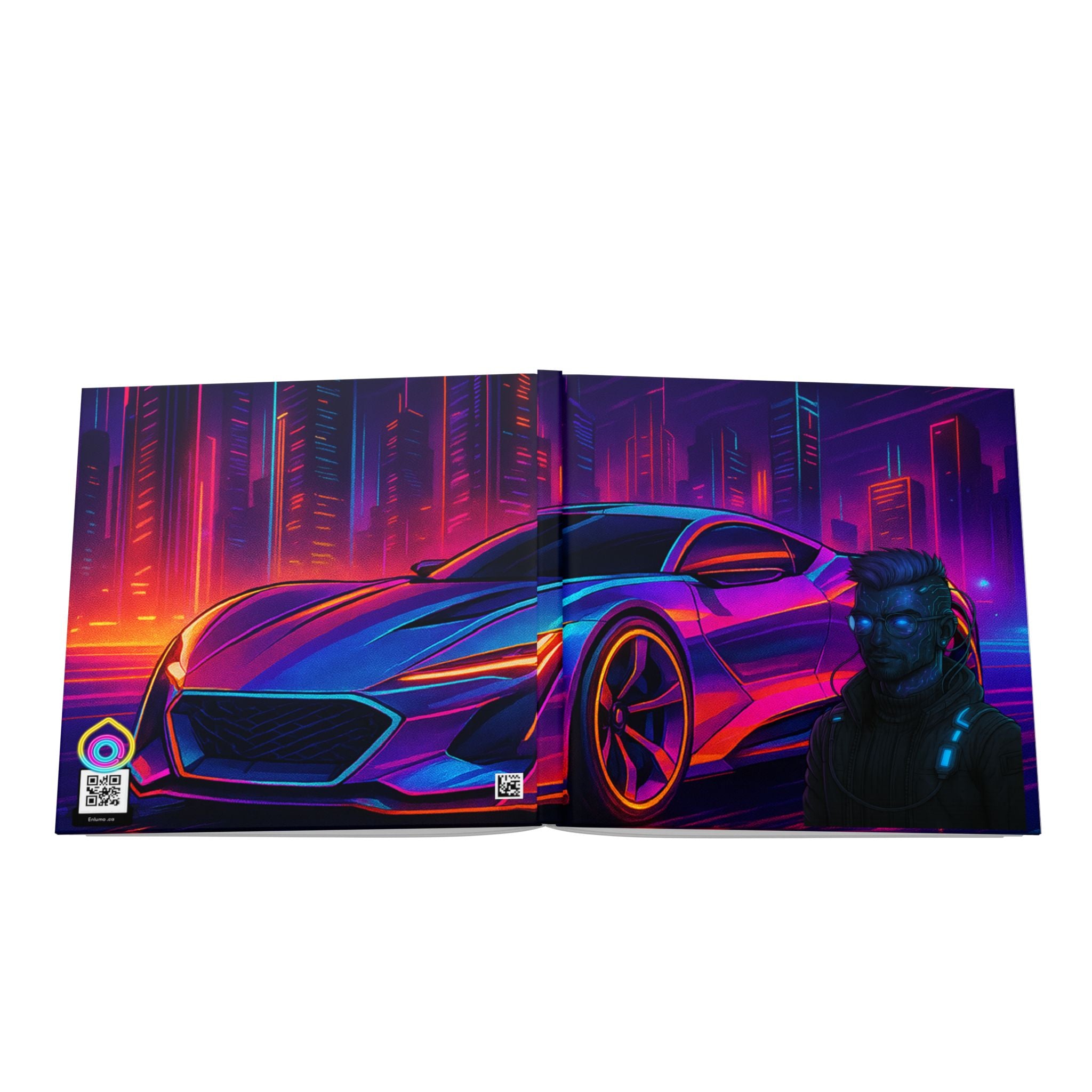 Cyberpunk City Neon Sports Car Hardcover Photo Book