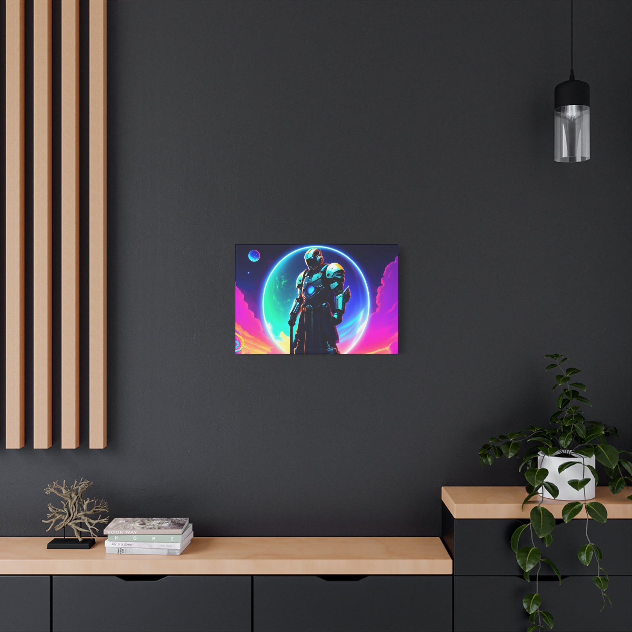 Outer Space Warrior Satin Canvas Wall Art — Classic Canvas