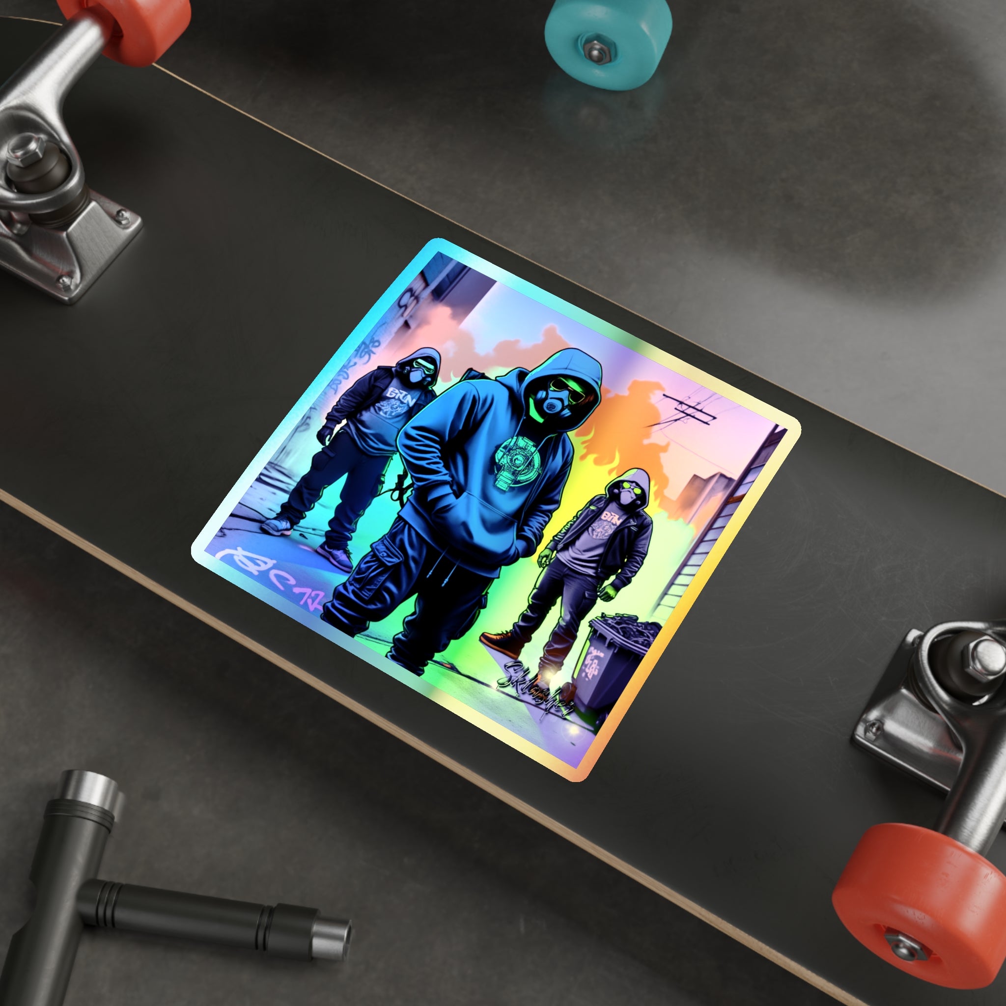 Gasmask Street Crew — Holographic Die-cut Sticker