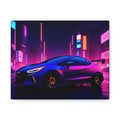 Neon City Sports Car Canvas Print — Retro Futuristic Wall Art