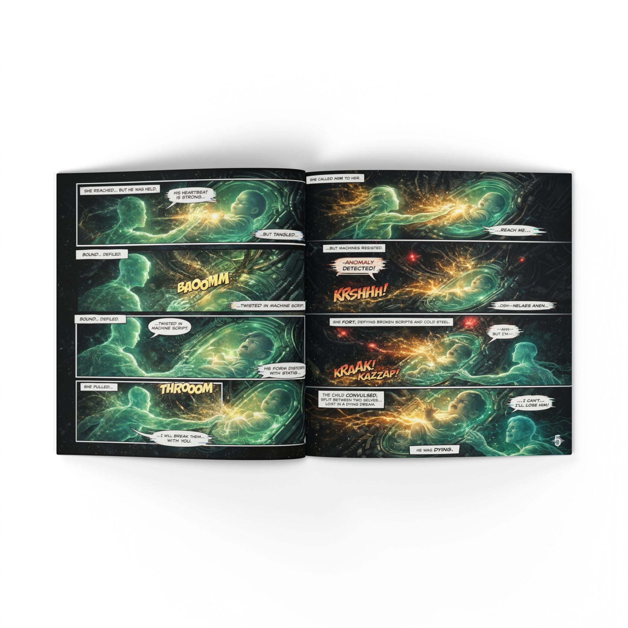 The Golden Boy: A New Evolution – Cyberpunk Comic Art Print | Futuristic Neon Story Book