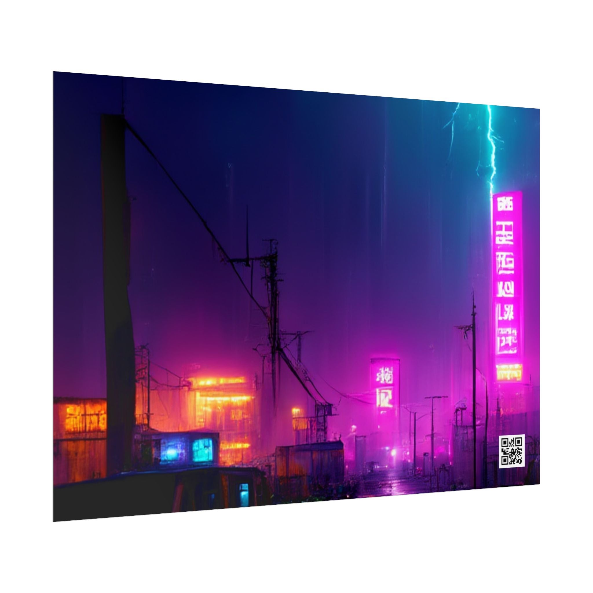 Cyberpunk Night City Poster — Neon Futuristic Wall Art