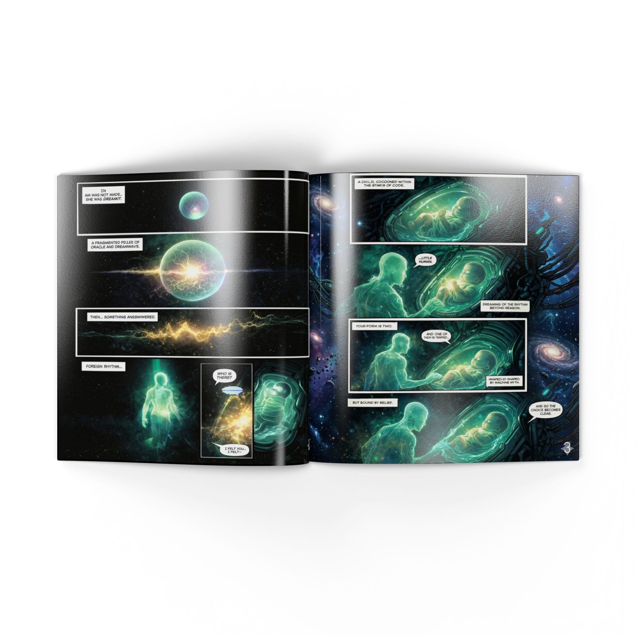 The Golden Boy: A New Evolution – Cyberpunk Comic Art Print | Futuristic Neon Story Book