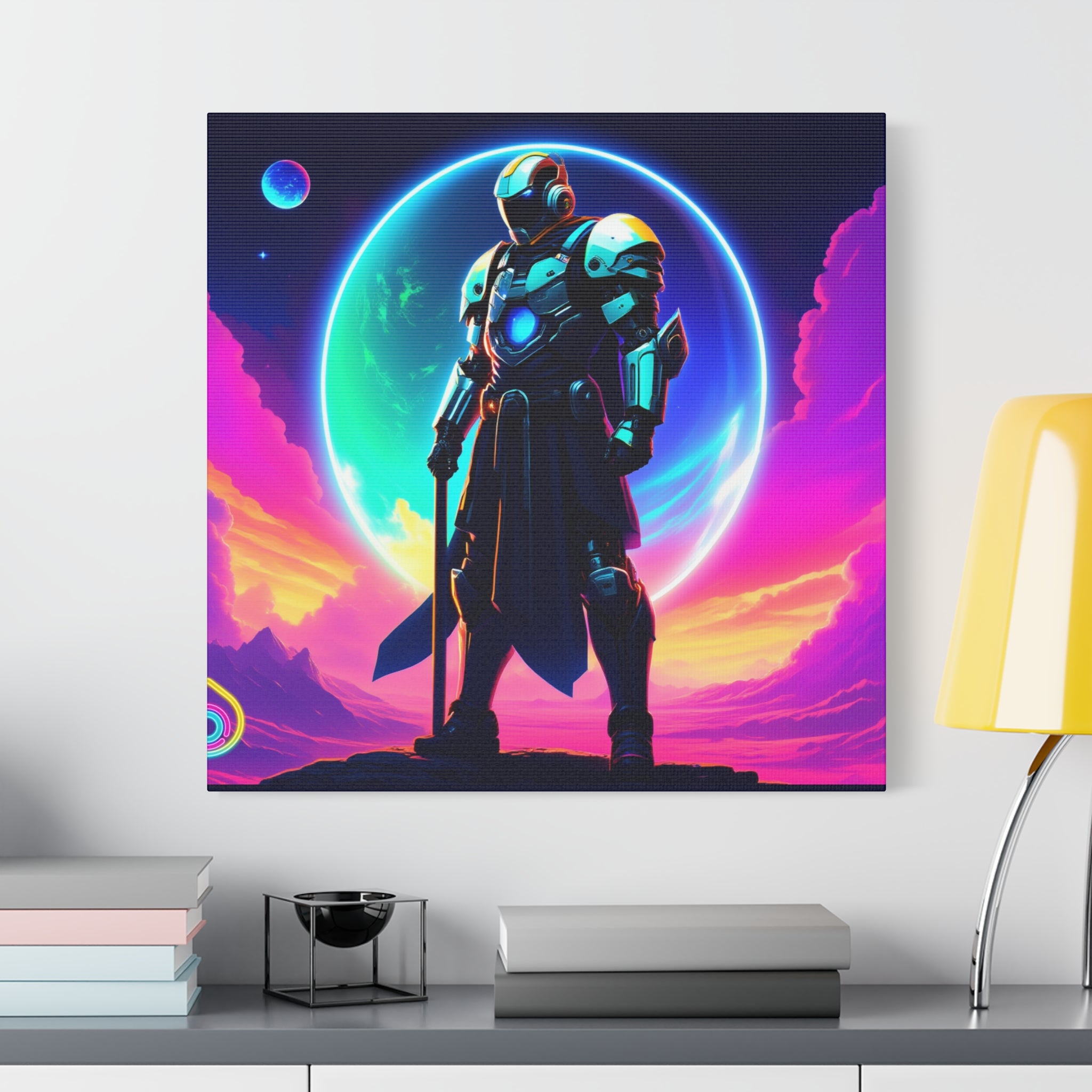 Outer Space Warrior Satin Canvas Wall Art — Classic Canvas