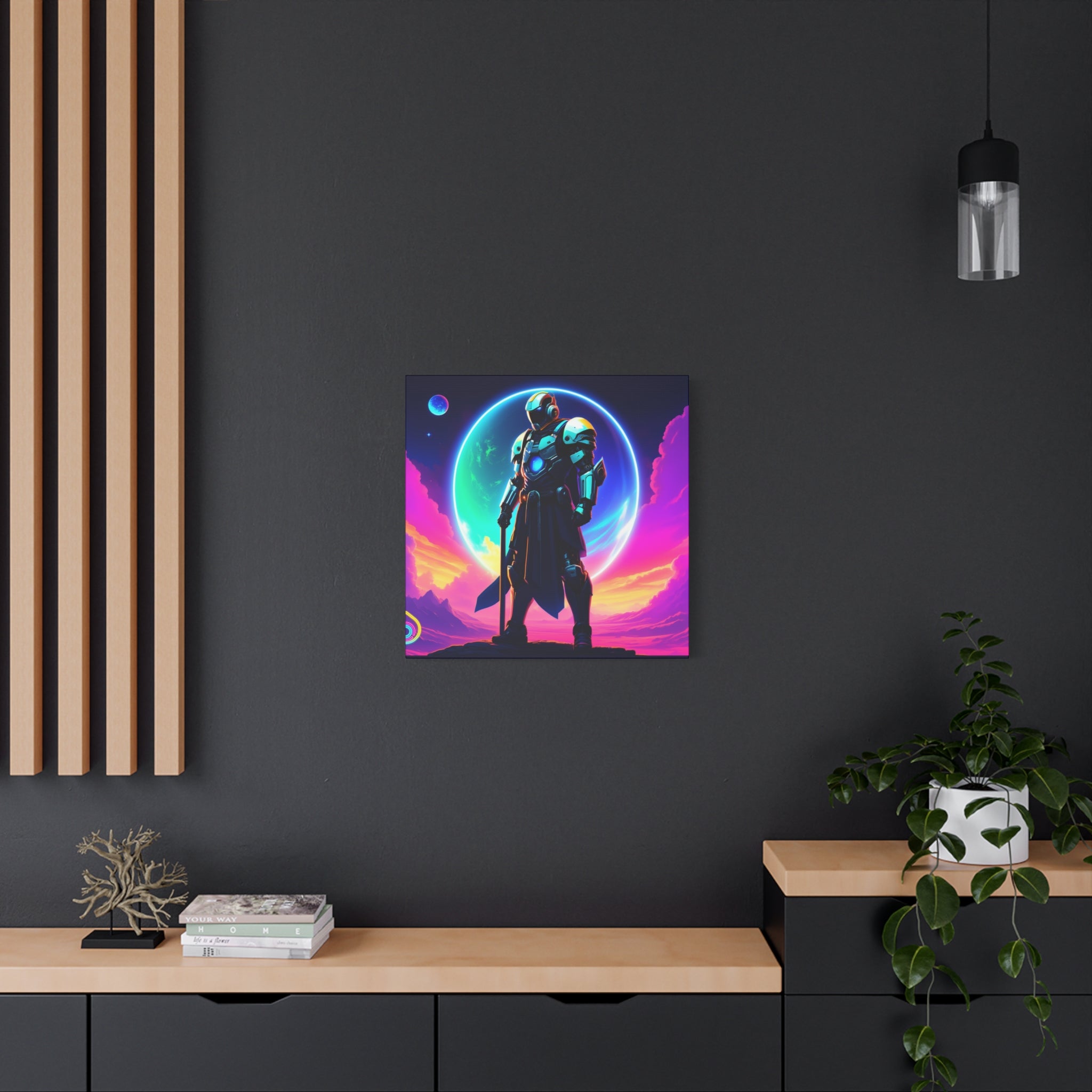 Outer Space Warrior Satin Canvas Wall Art — Classic Canvas