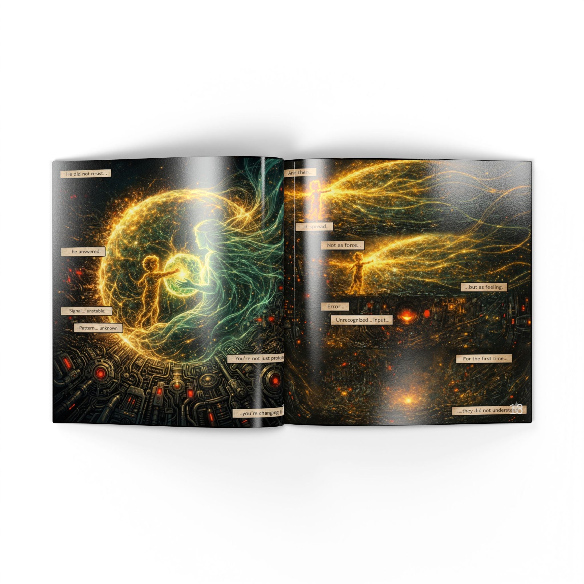 The Golden Boy: A New Evolution – Cyberpunk Comic Art Print | Futuristic Neon Story Book
