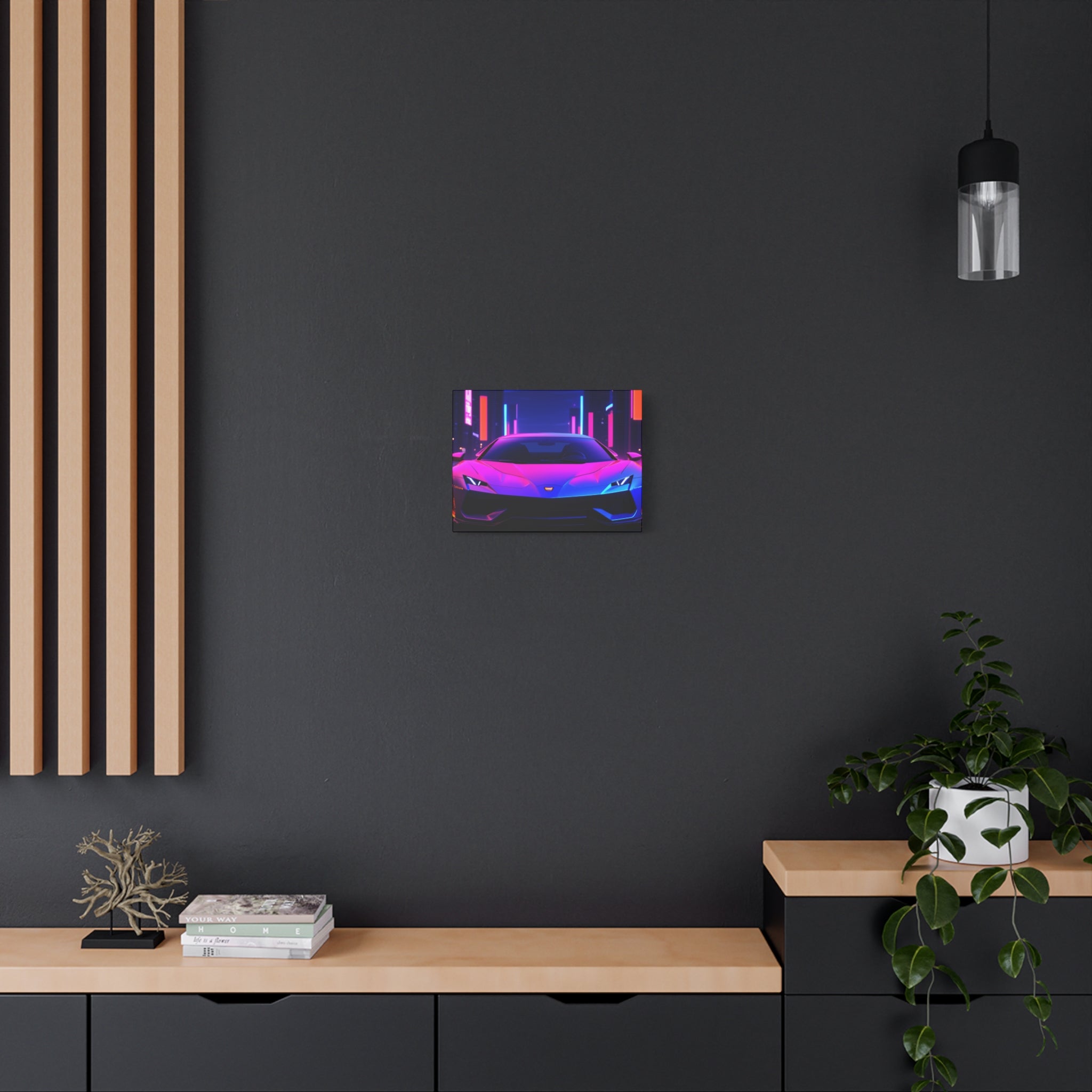 Retro Futuristic Neon Supercar — Wall Art Canvas