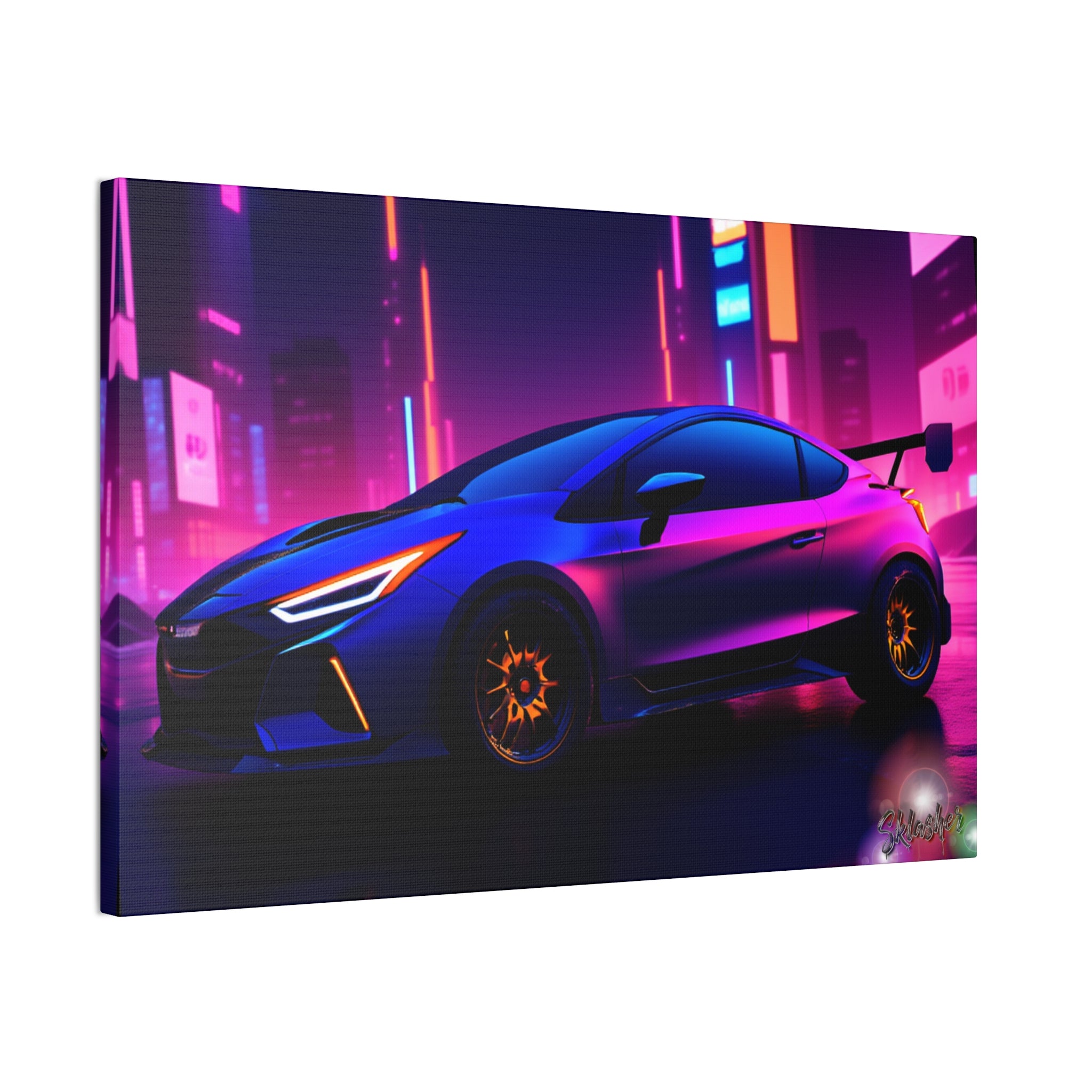 Colorful Retro Futuristic Sports Car — Stretched Canvas Wall Art