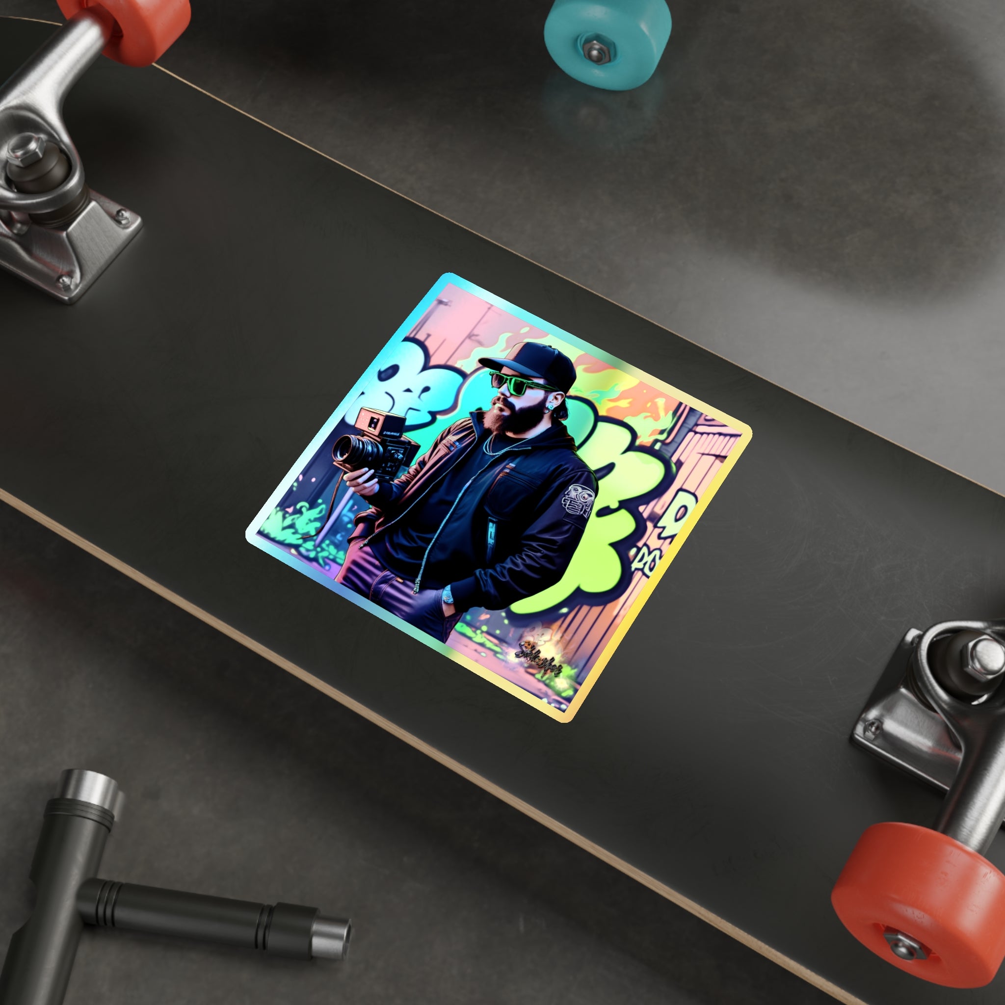 Holographic Graffiti Photographer Vinyl Sticker — Ultra-Durable Die-Cut