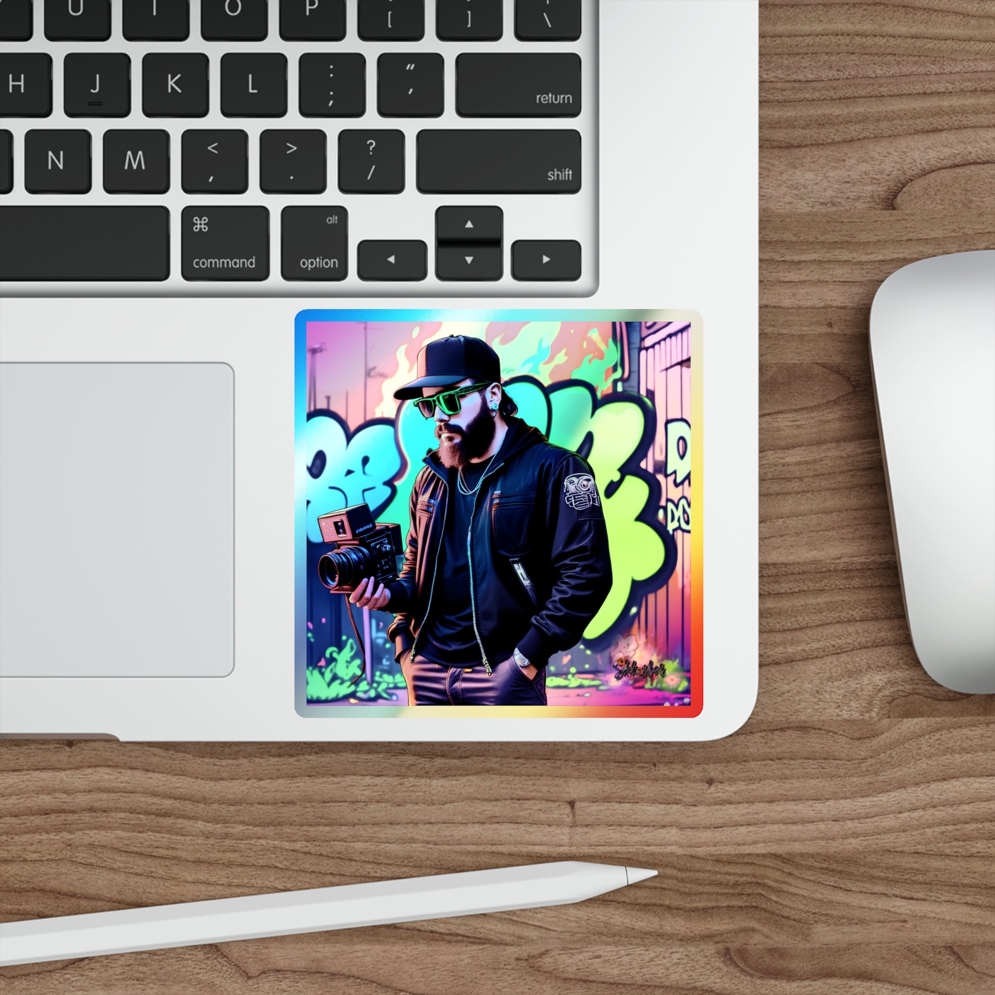 Holographic Graffiti Photographer Vinyl Sticker — Ultra-Durable Die-Cut