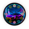 Futuristic Neon Light Supercar — Retro Wall Clock Decor