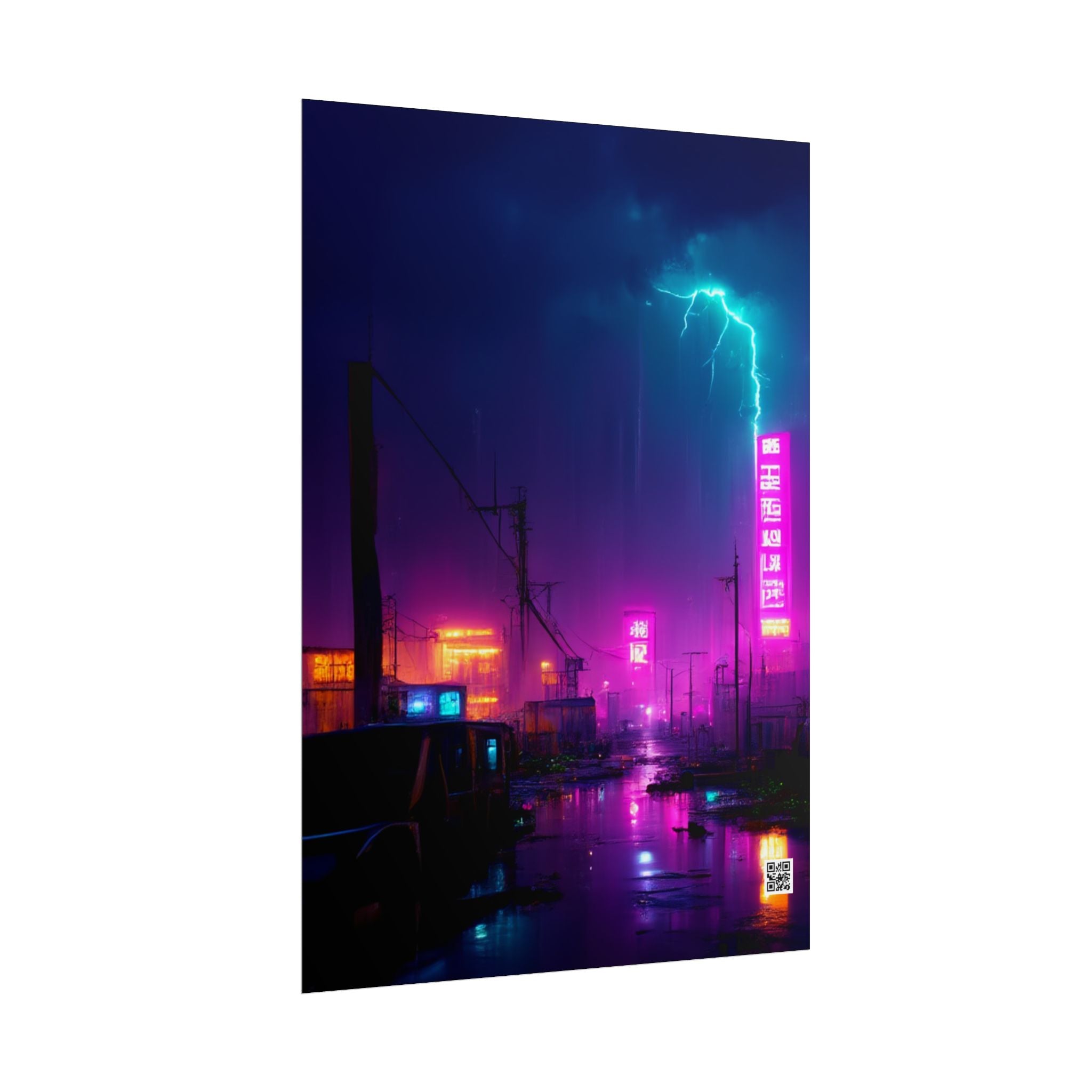 Cyberpunk Night City Poster — Neon Futuristic Wall Art