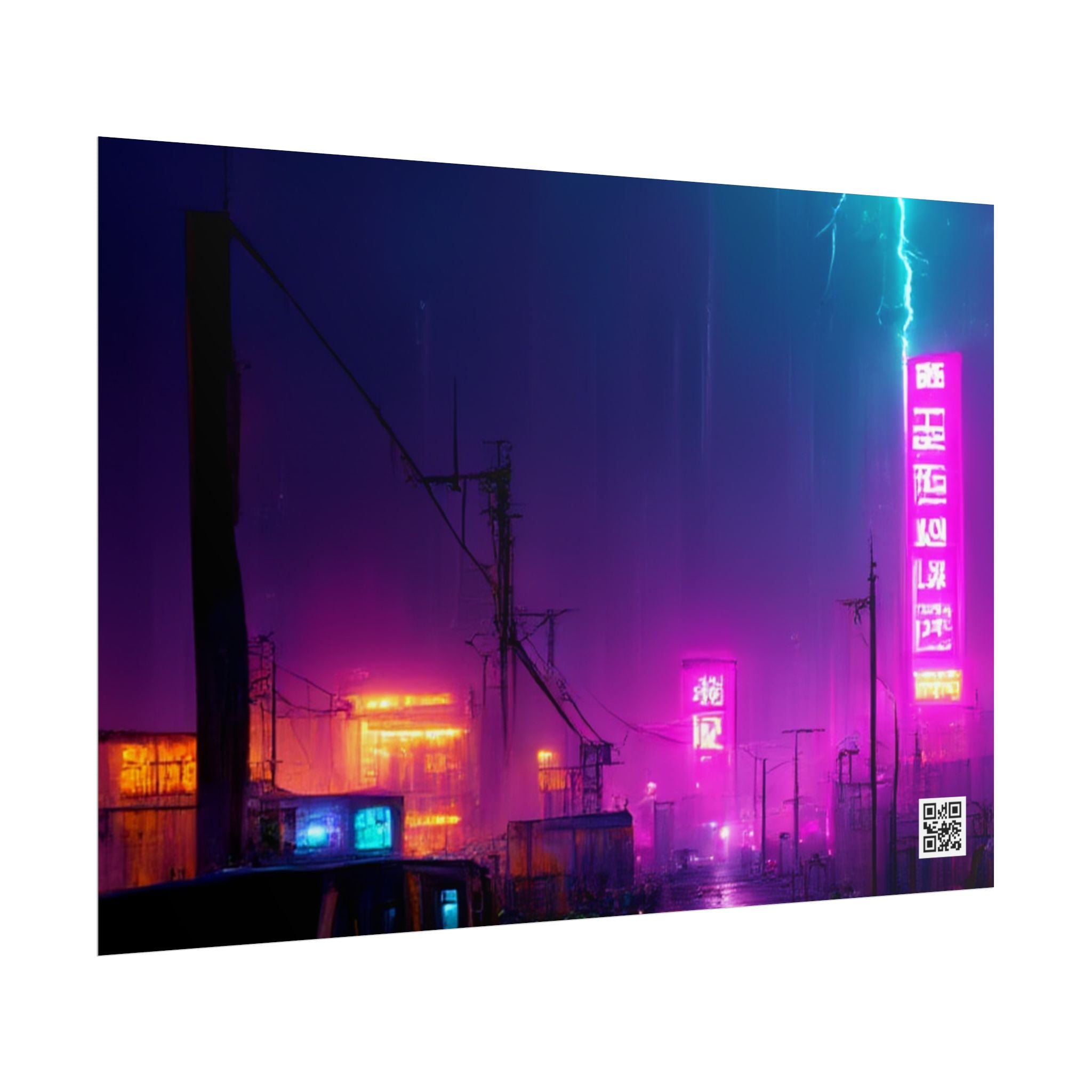 Cyberpunk Night City Poster — Neon Futuristic Wall Art