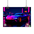 Futuristic Retro Supercar Poster — Vibrant Neon Wall Art