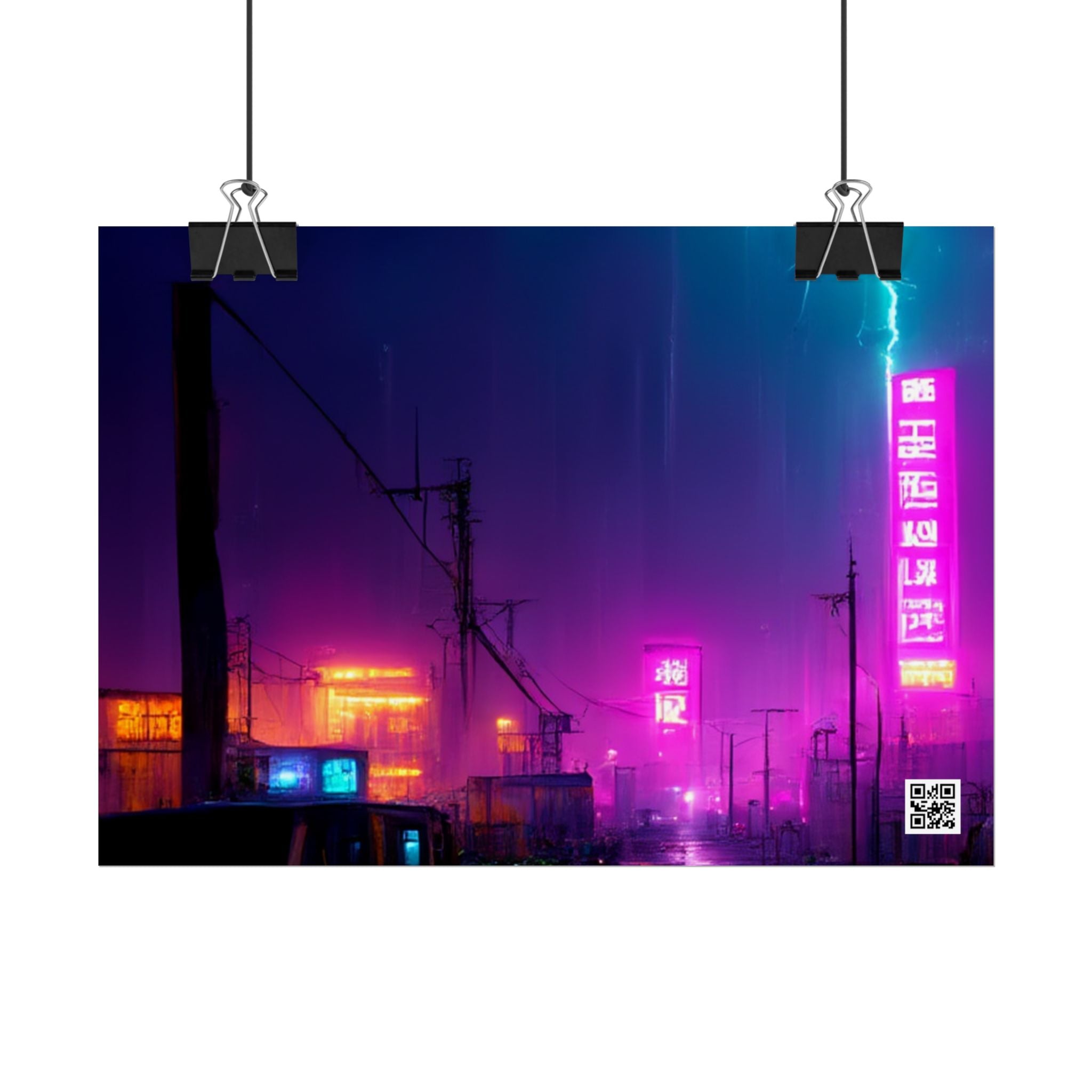 Cyberpunk Night City Poster — Neon Futuristic Wall Art
