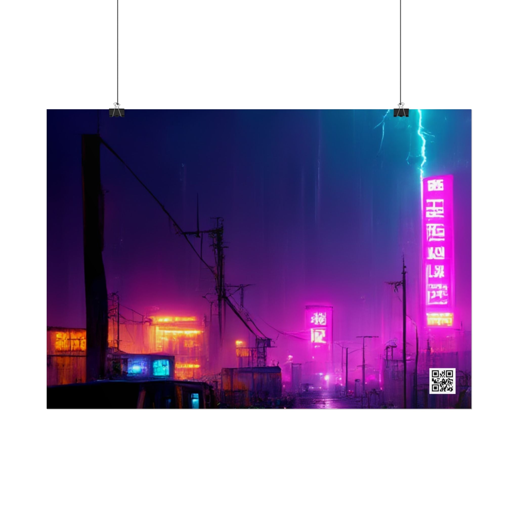 Cyberpunk Night City Poster — Neon Futuristic Wall Art
