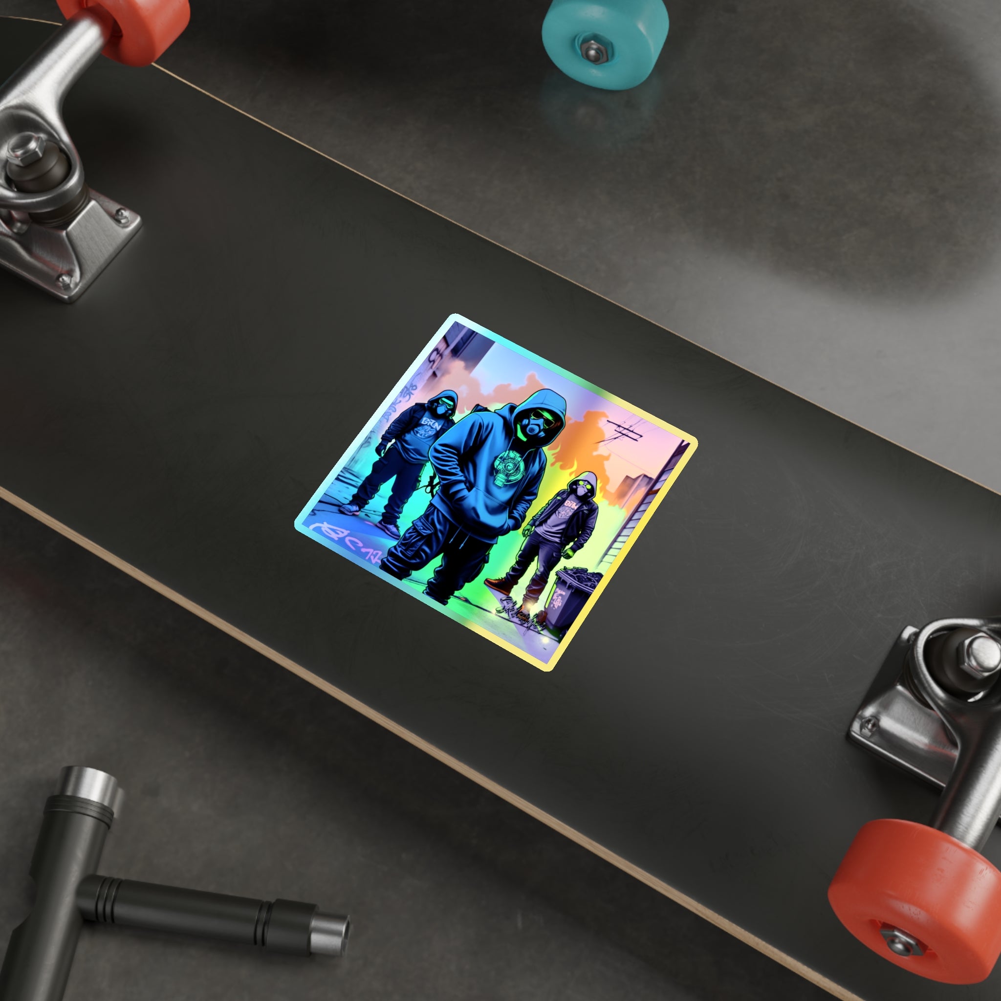 Gasmask Street Crew — Holographic Die-cut Sticker
