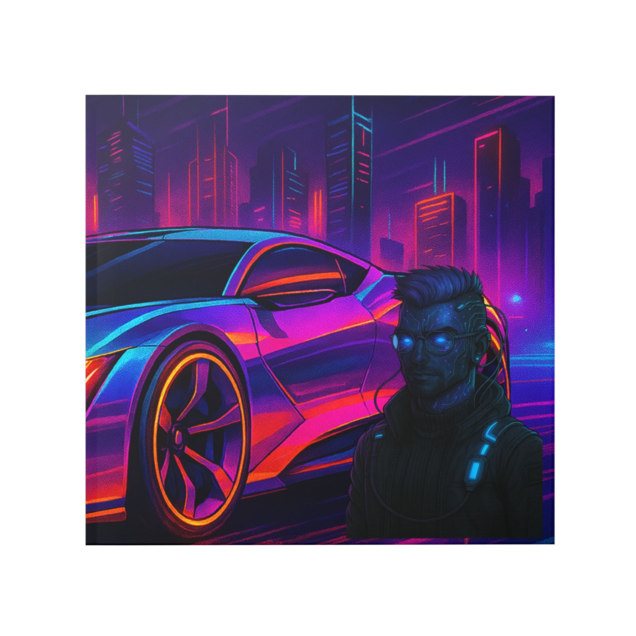 Cyberpunk City Neon Sports Car Hardcover Photo Book