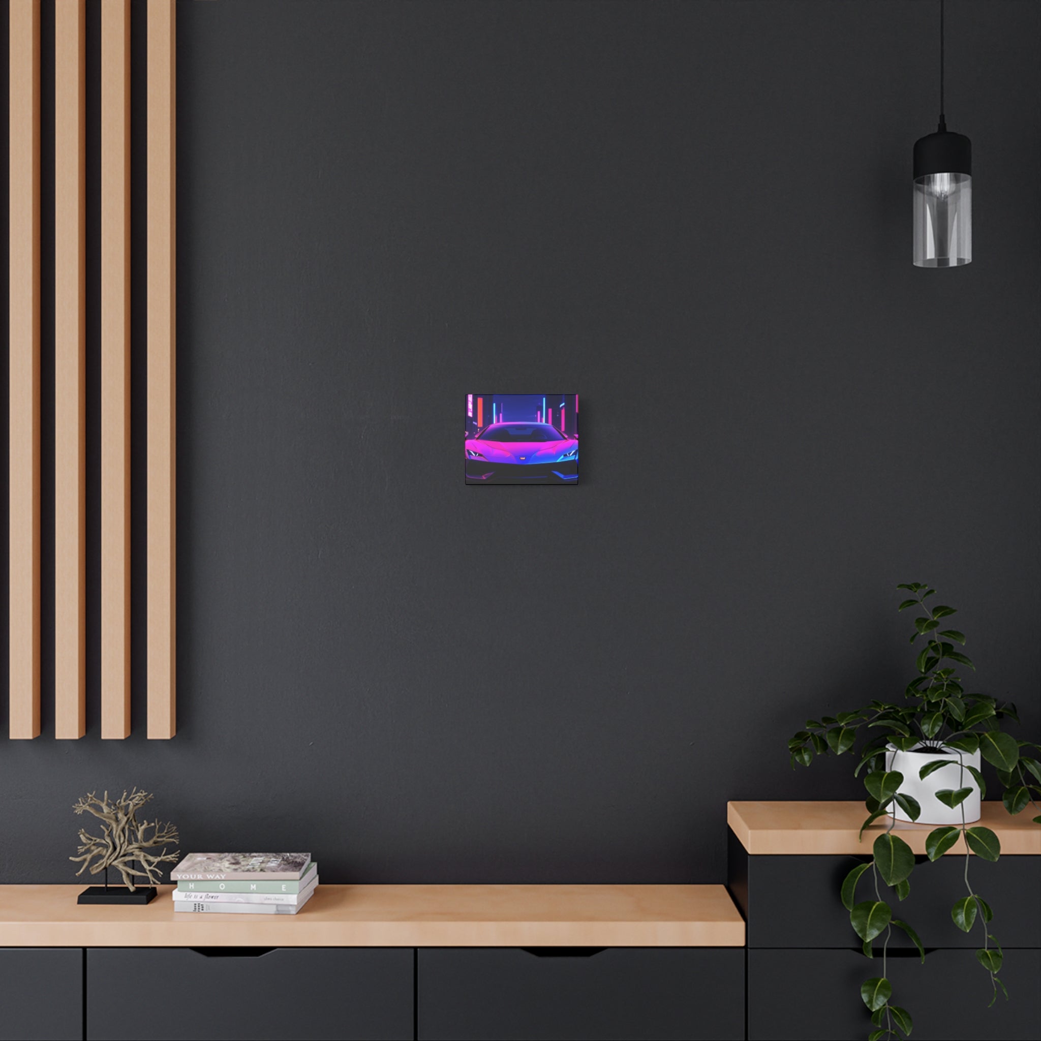 Retro Futuristic Neon Supercar — Wall Art Canvas
