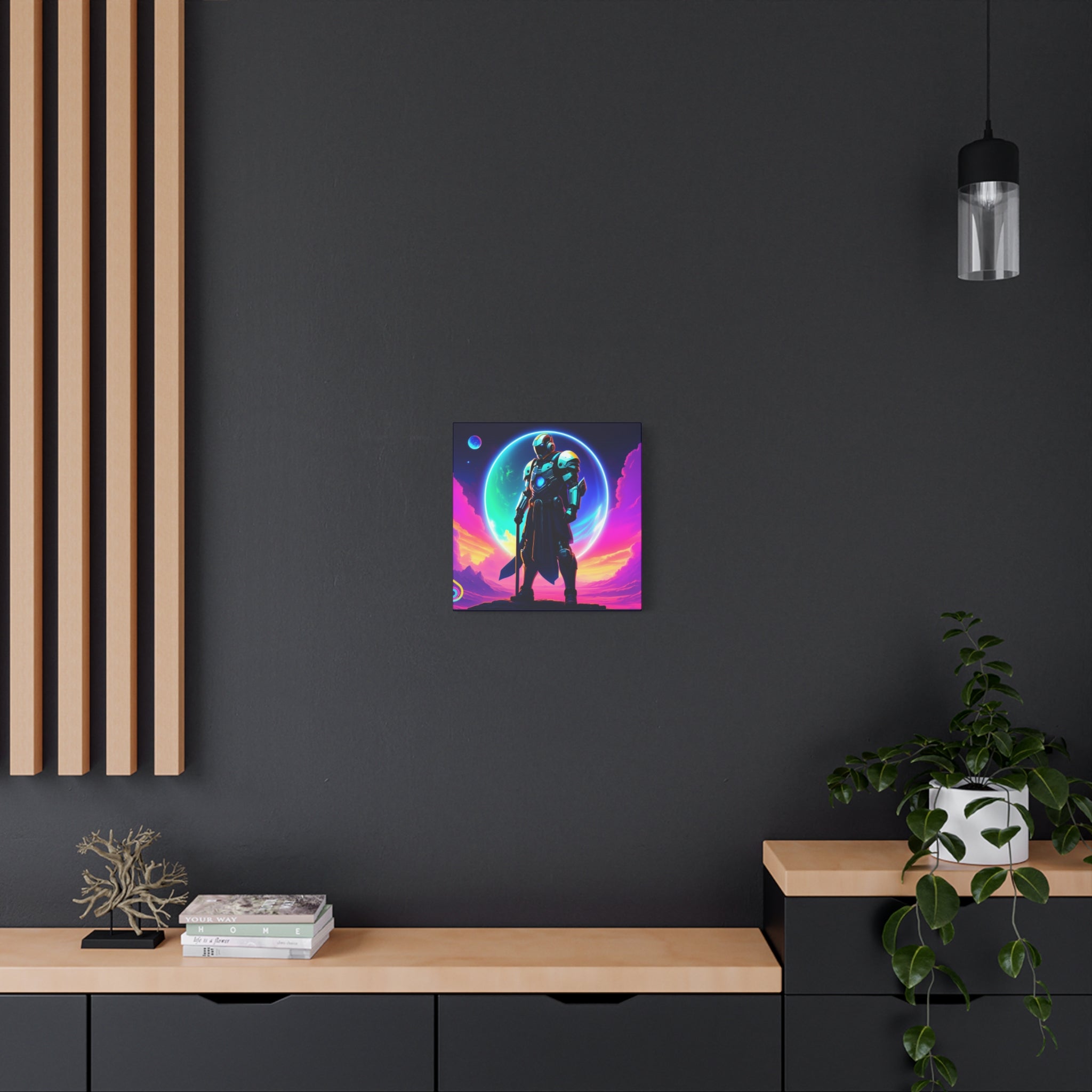 Outer Space Warrior Satin Canvas Wall Art — Classic Canvas